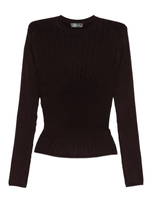 ribbed long-sleeve top