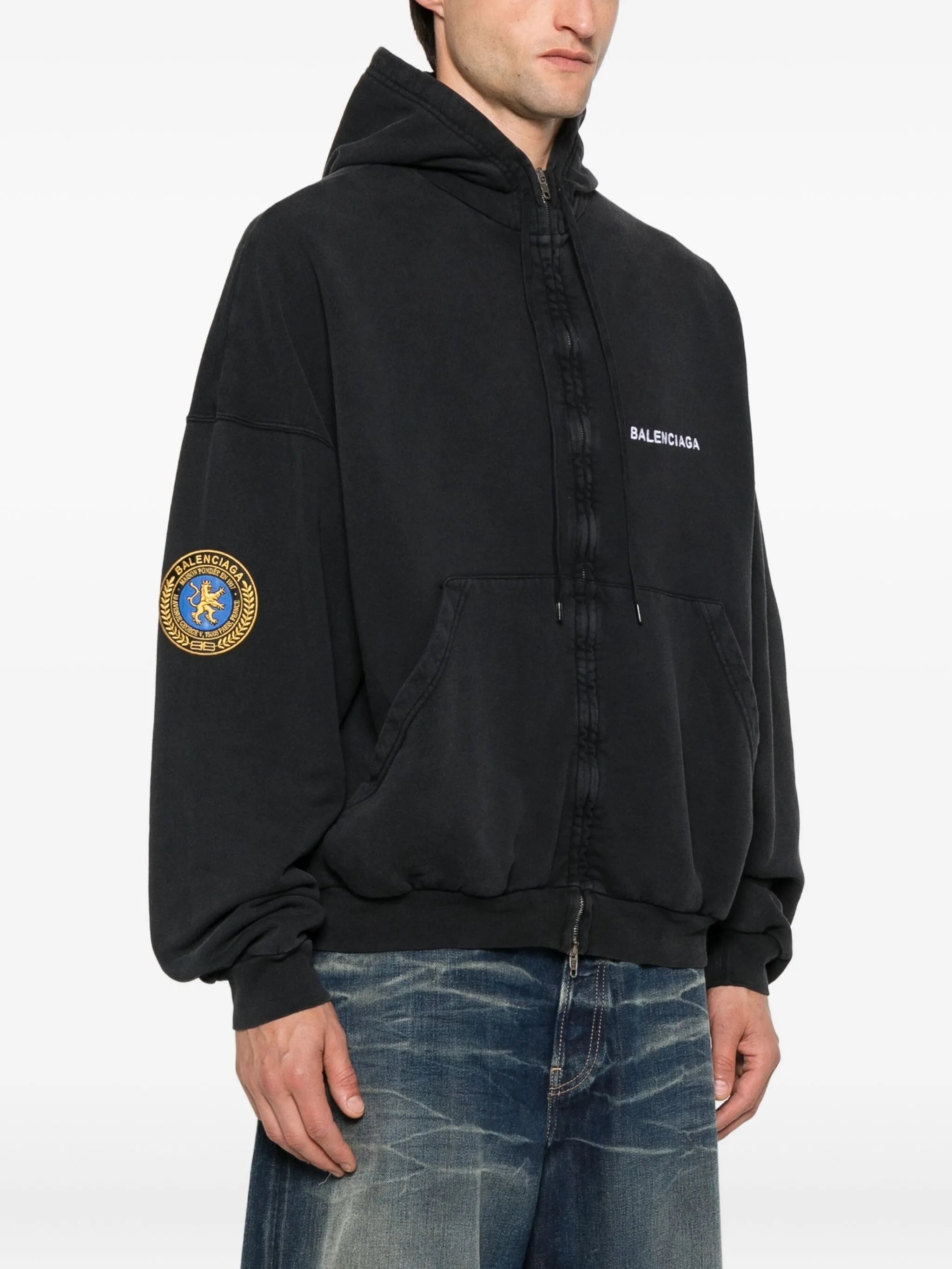 uniform-patch hoodie