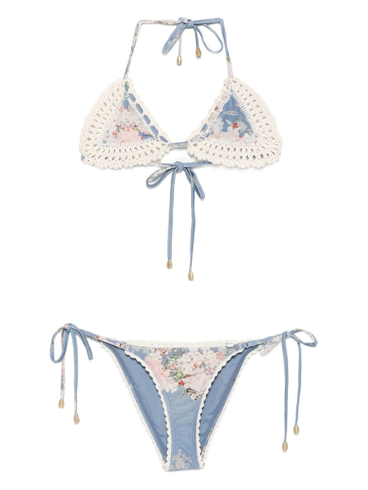floral-print bikini