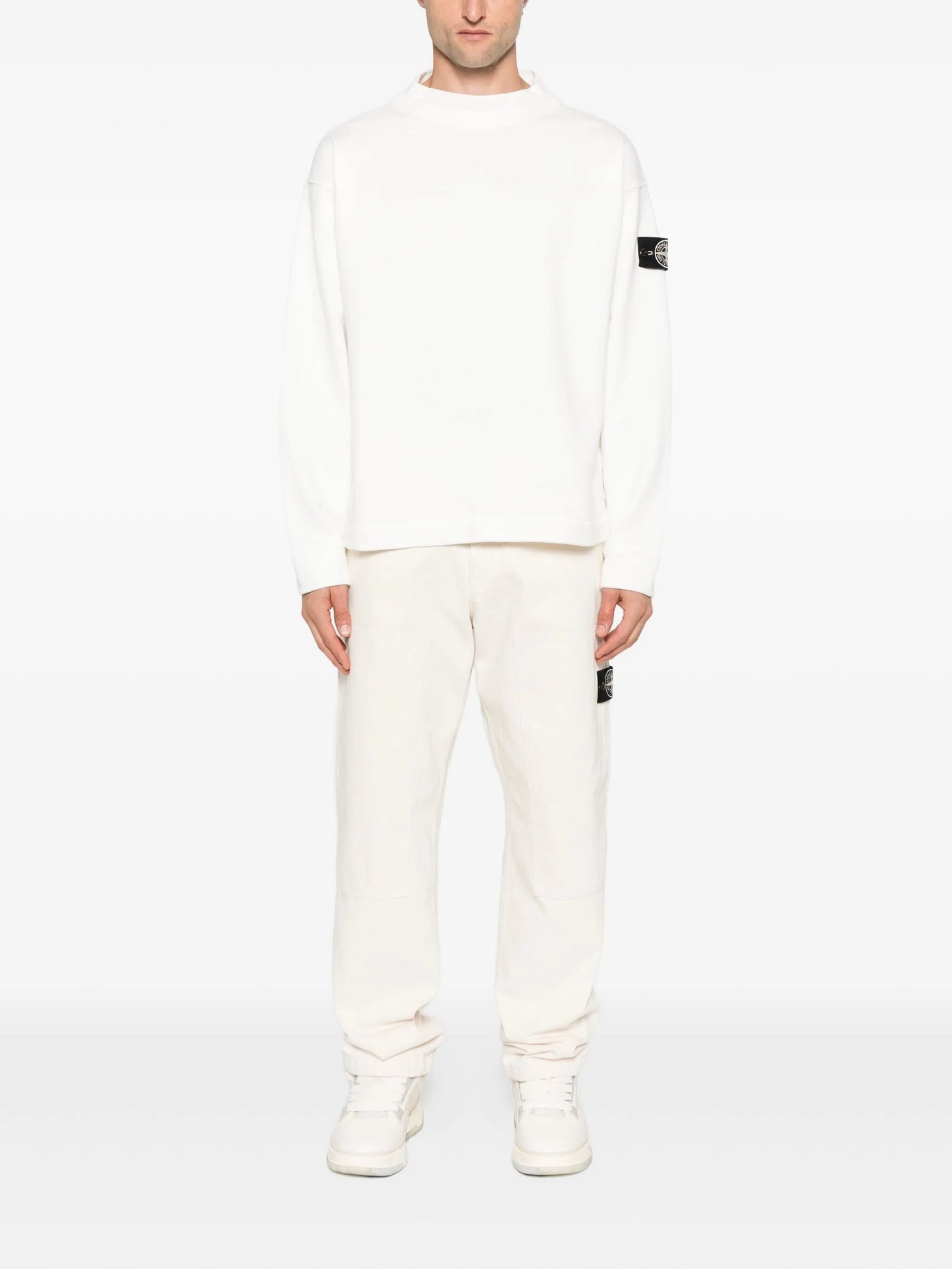 Compass-badge cotton sweater