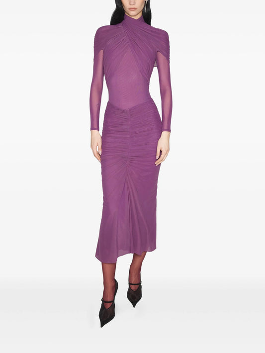 draped high-neck top