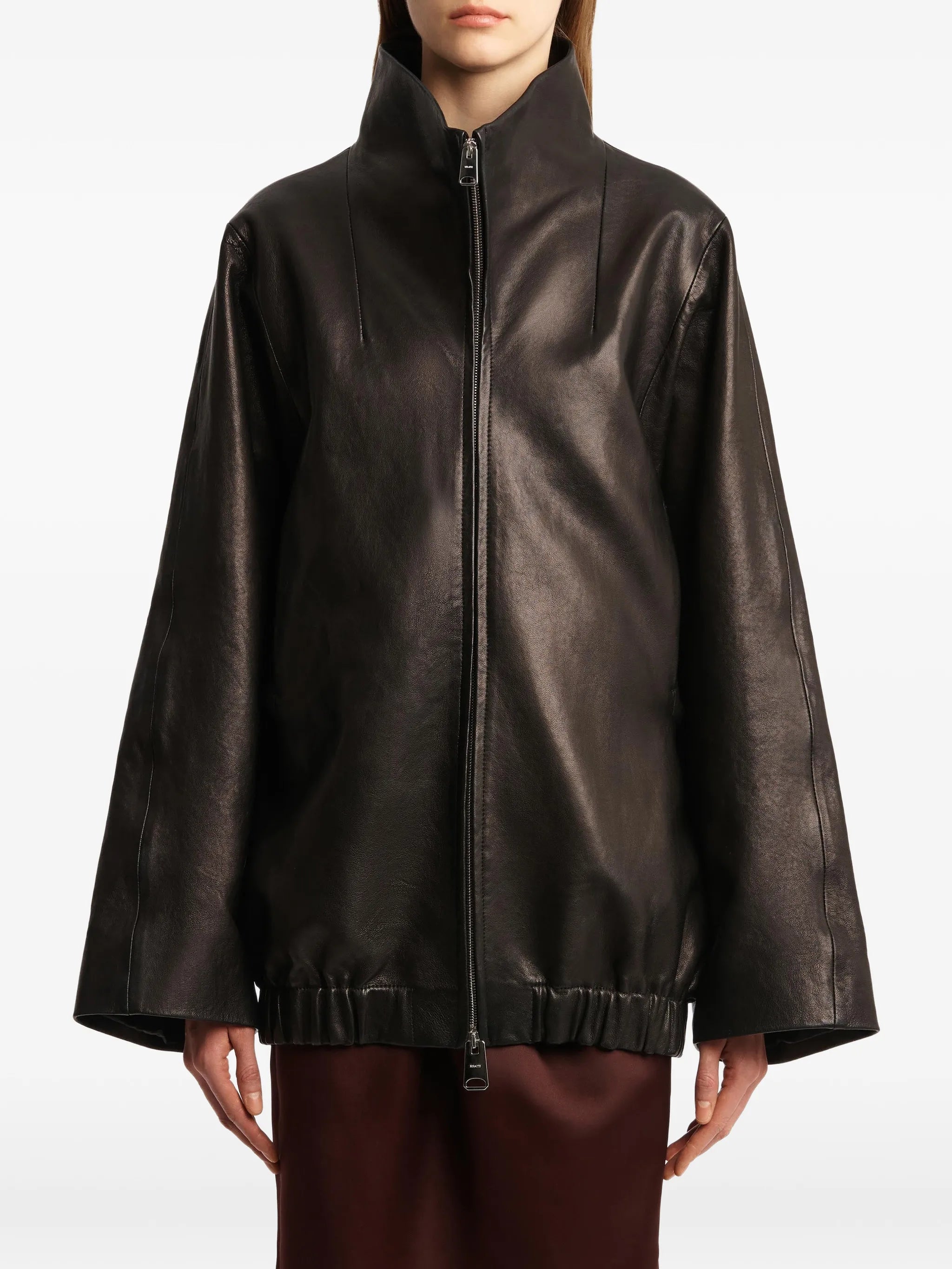 high-collar zip-front jacket