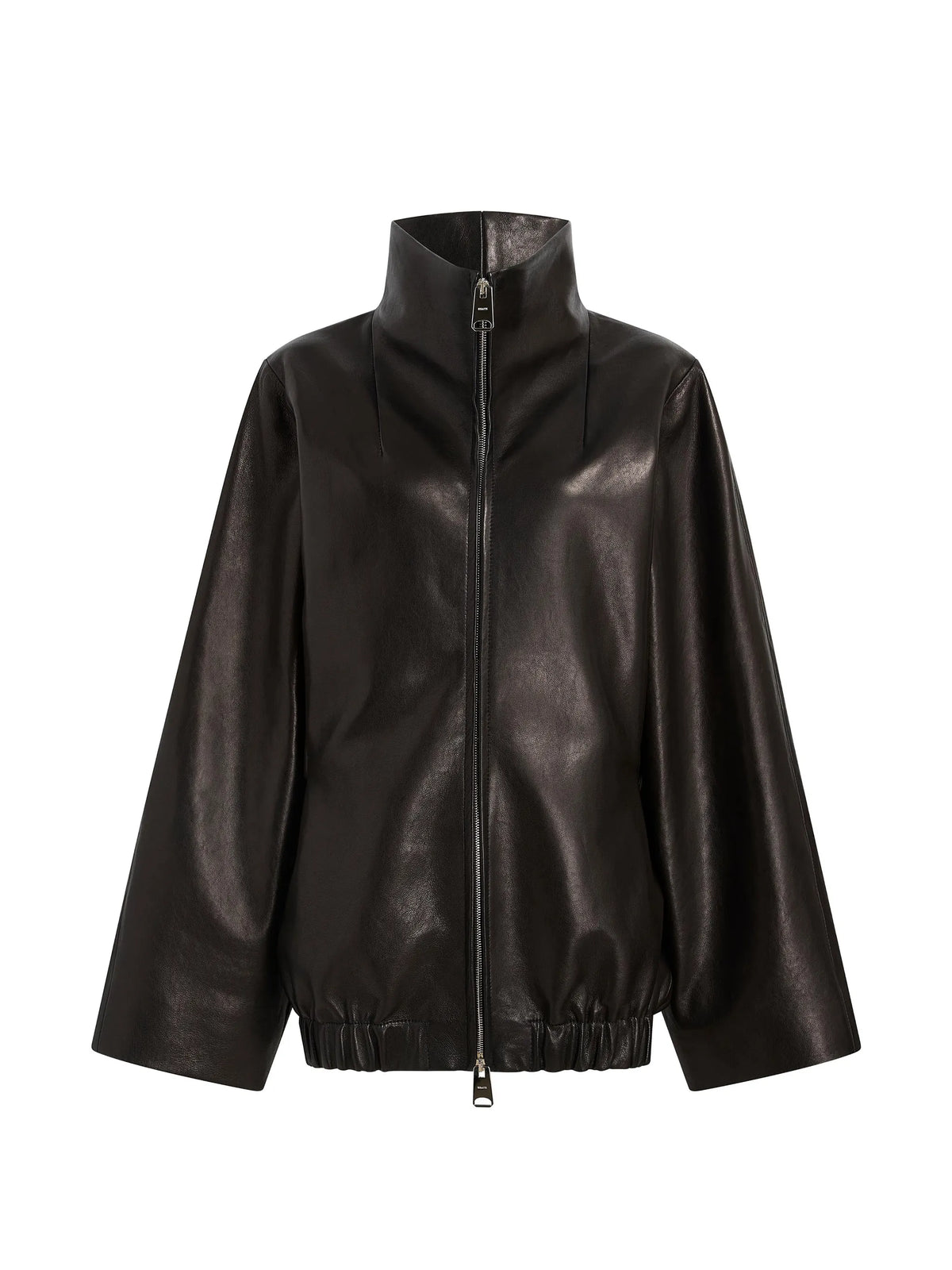high-collar zip-front jacket