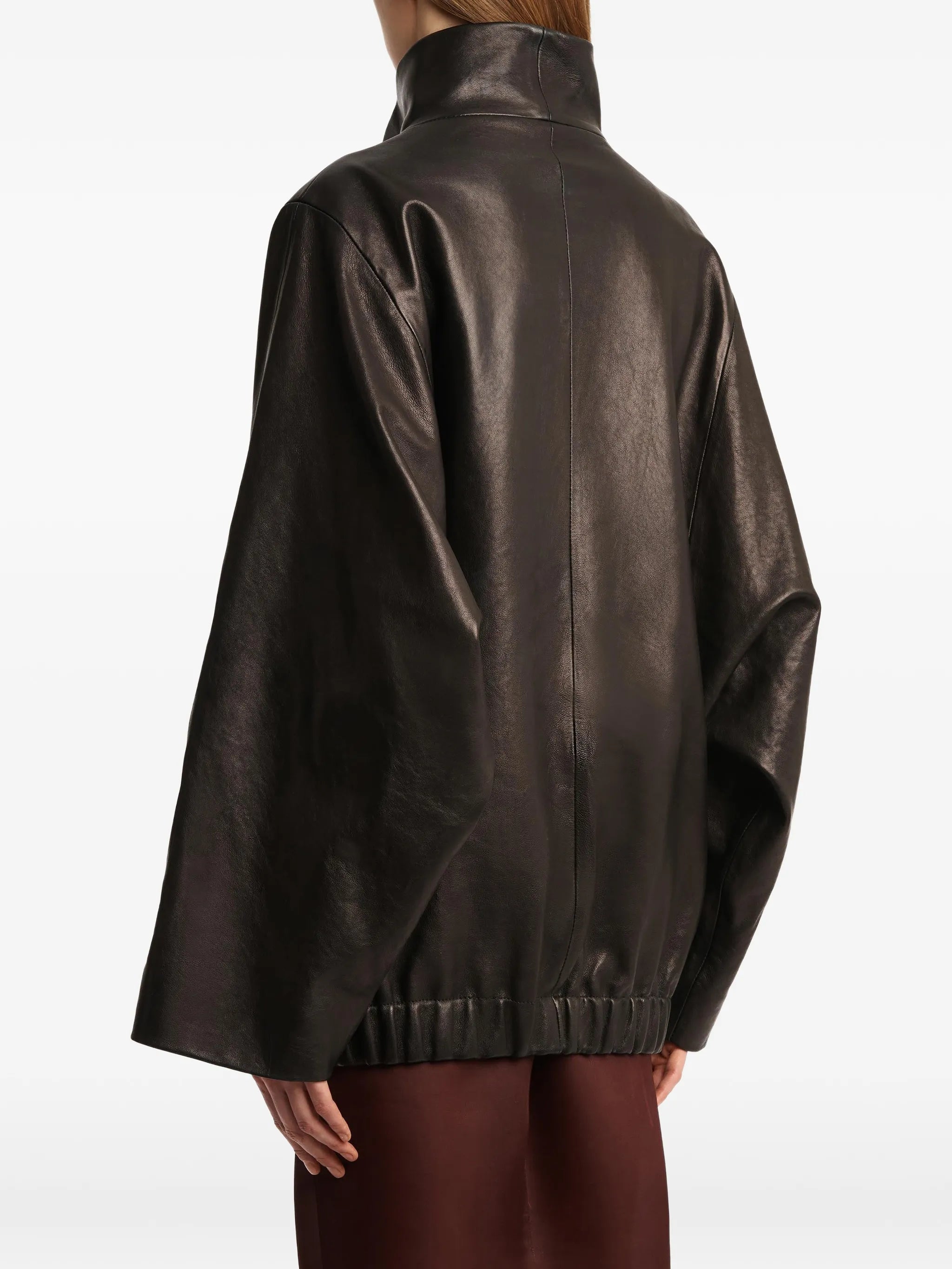 high-collar zip-front jacket