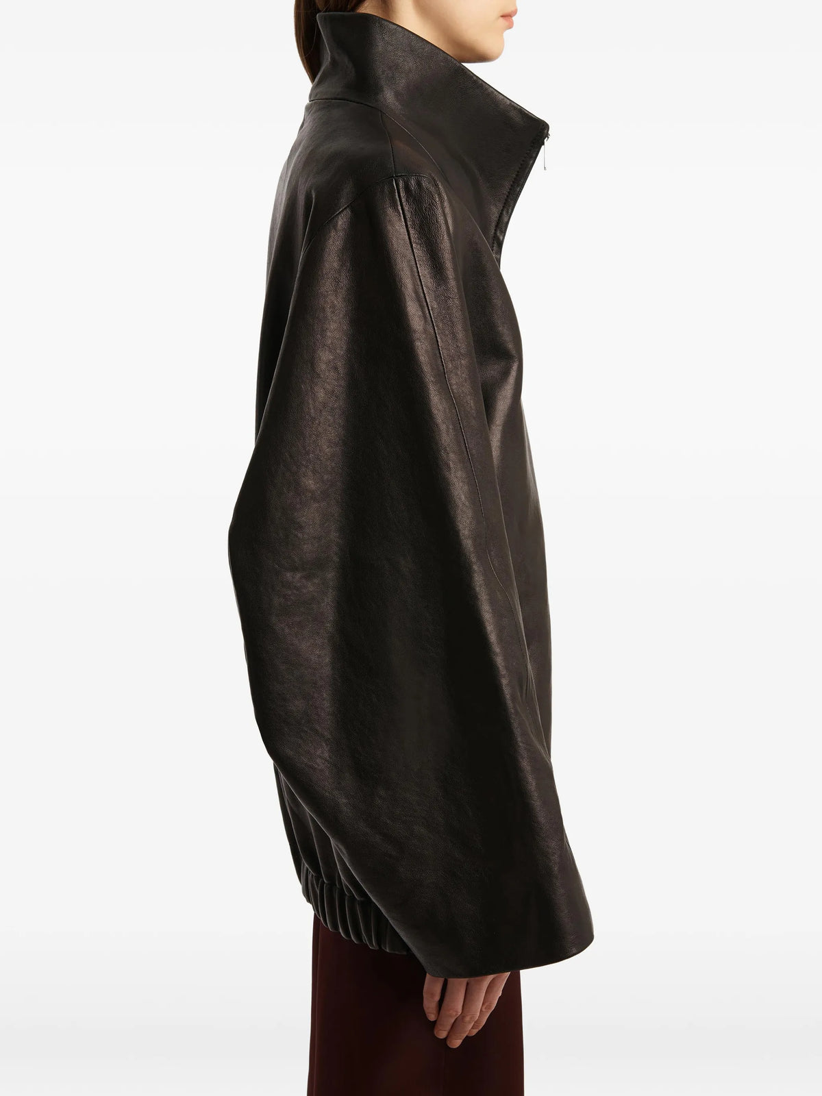 high-collar zip-front jacket