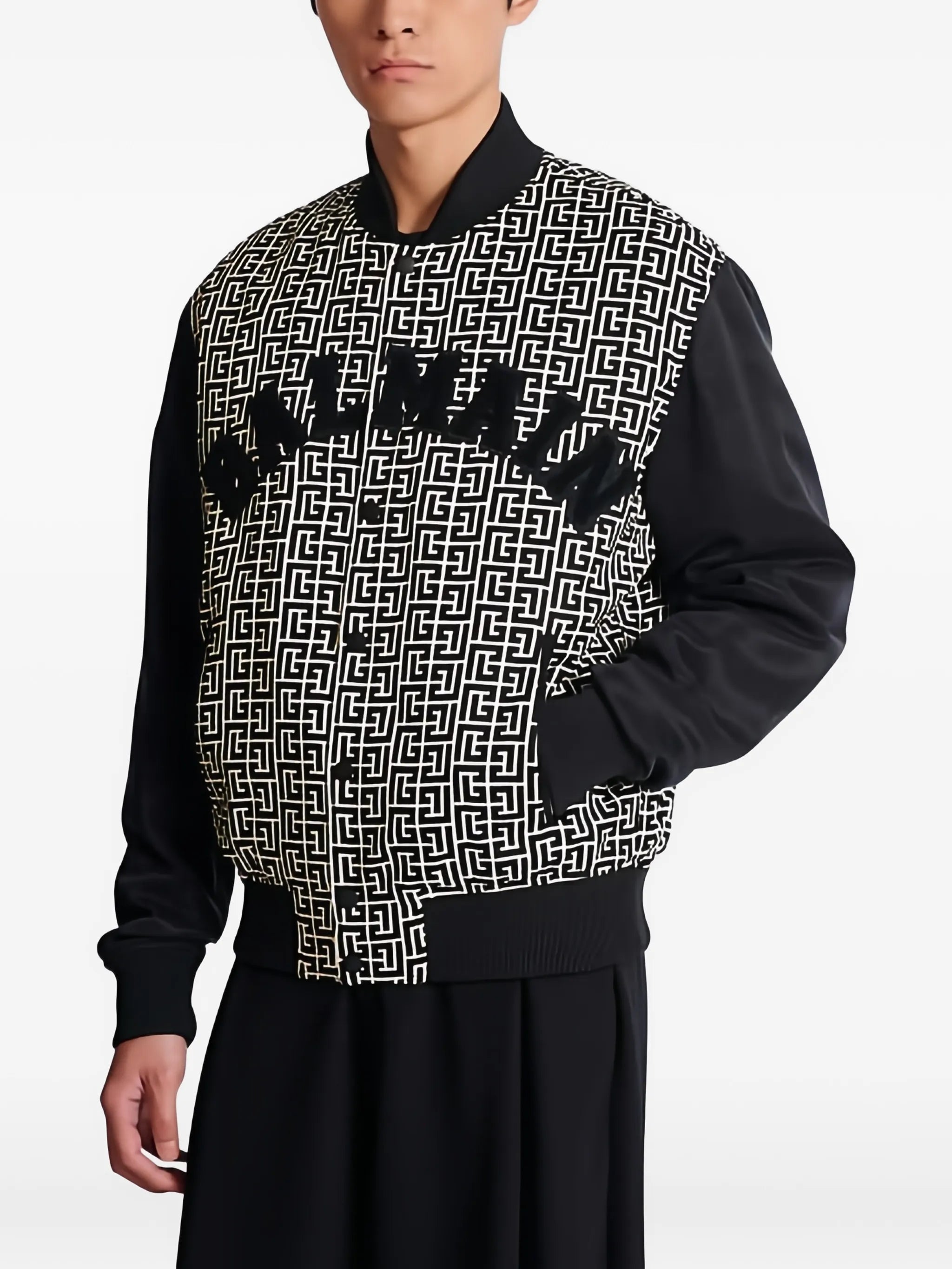 geometric-pattern bomber jacket