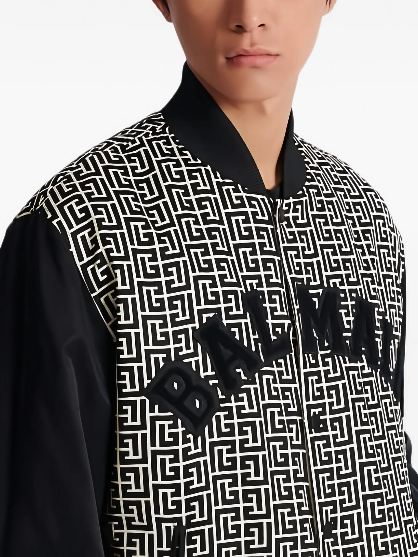 geometric-pattern bomber jacket