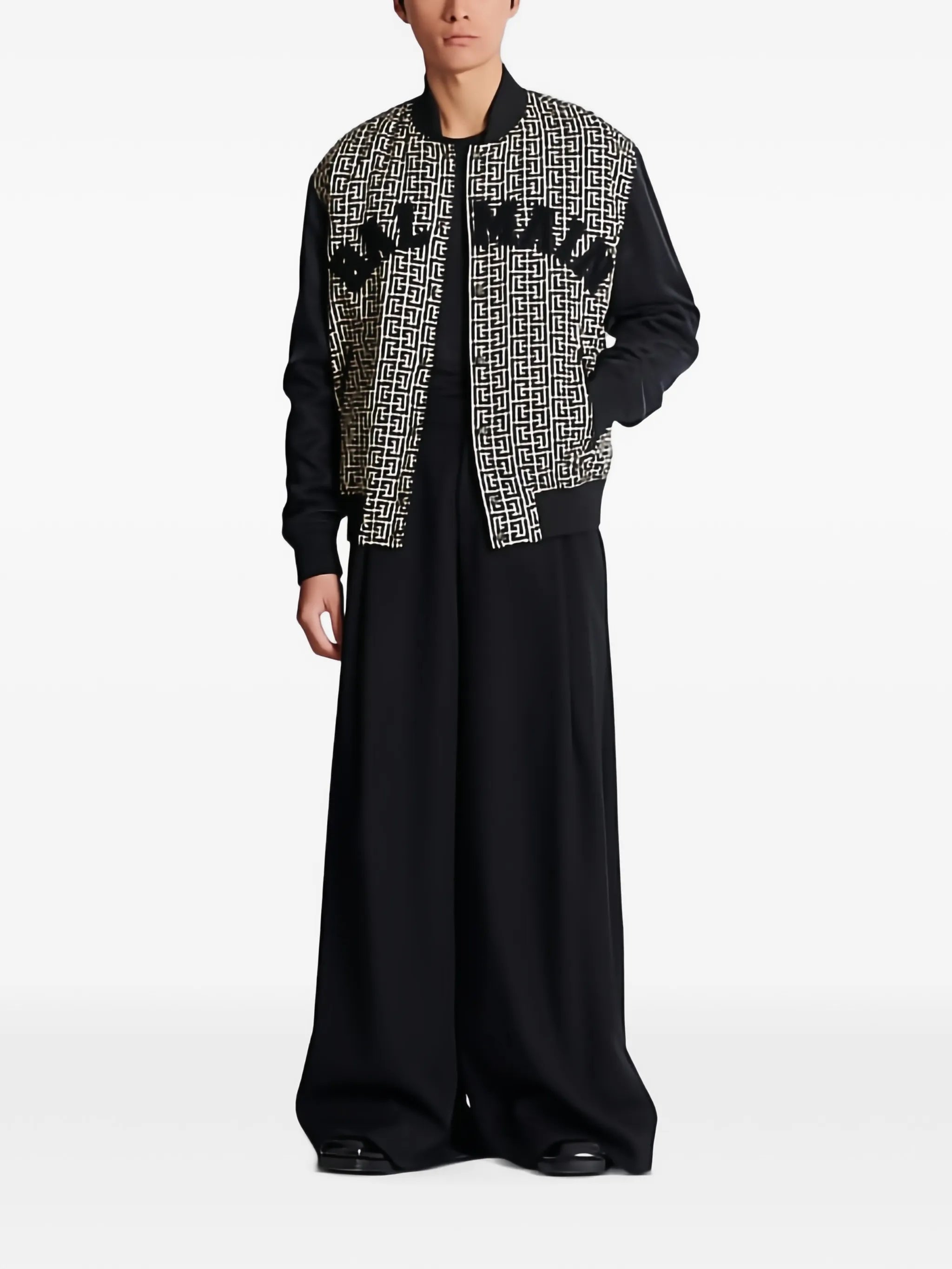 geometric-pattern bomber jacket