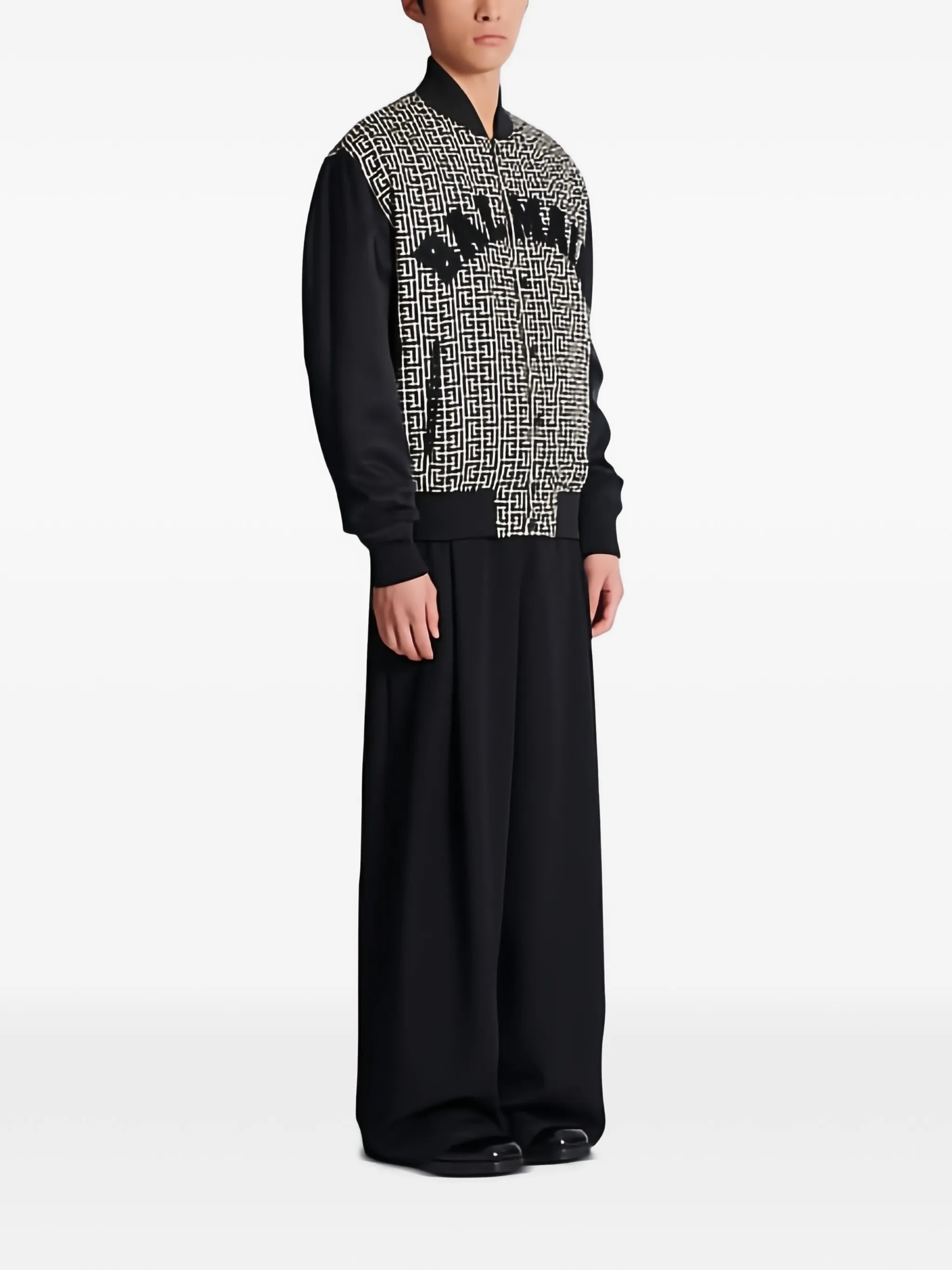 geometric-pattern bomber jacket