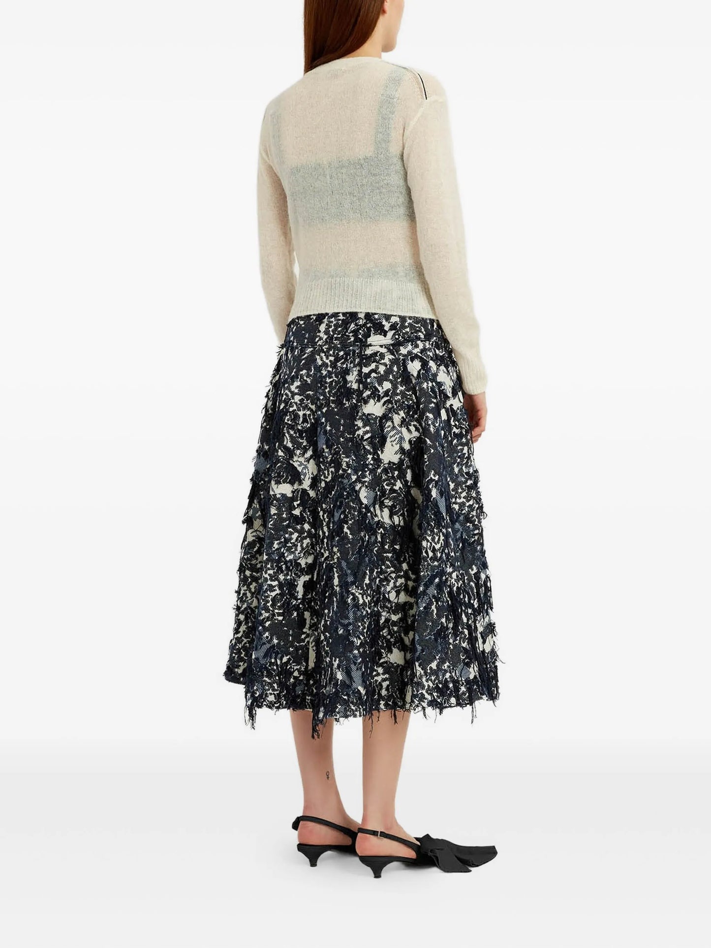floral-motif crew-neck sweater
