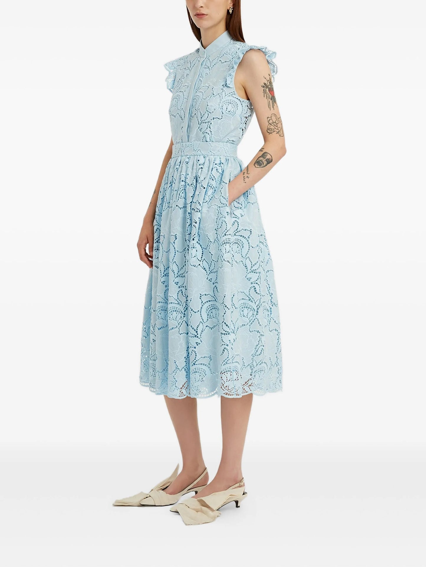 floral-lace midi skirt