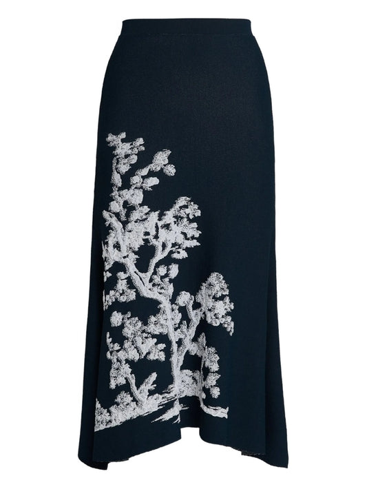tree-print midi skirt