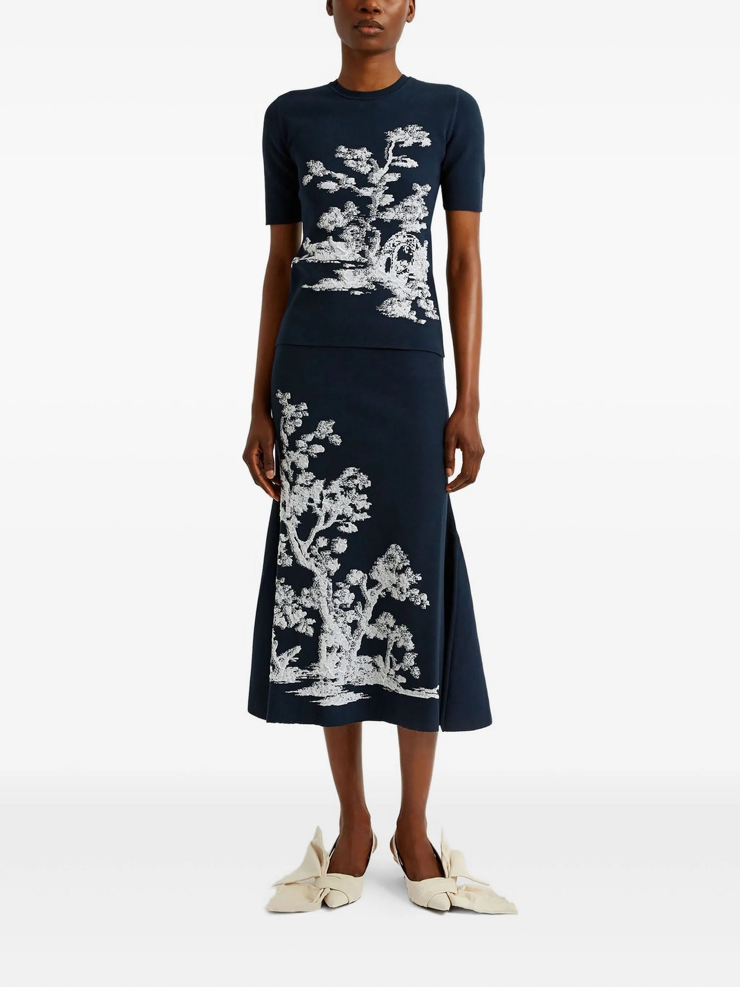 tree-print midi skirt