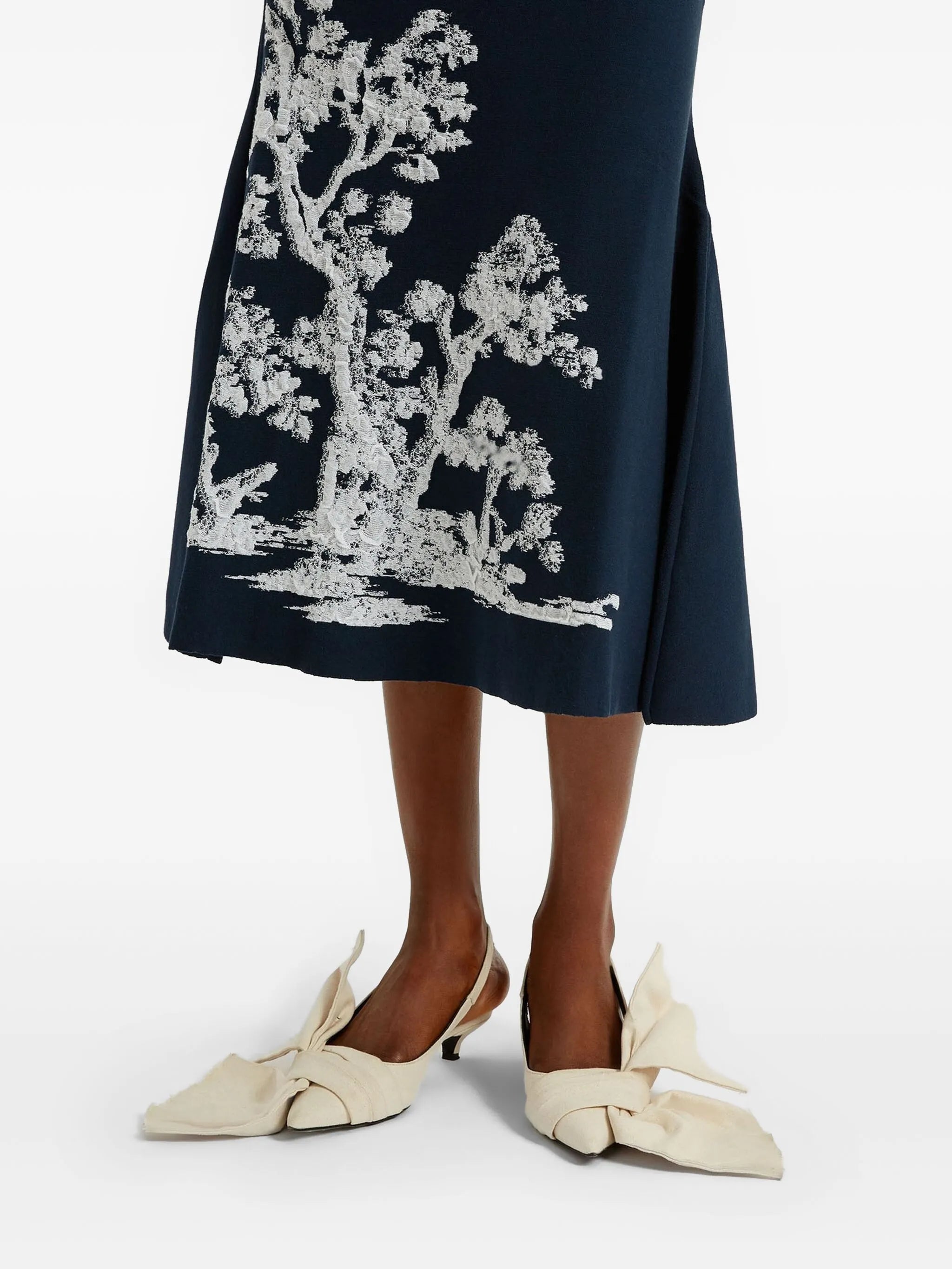 tree-print midi skirt
