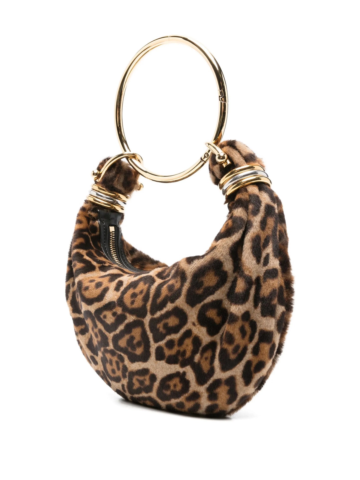 bracelet-handle shearling shoulder bag