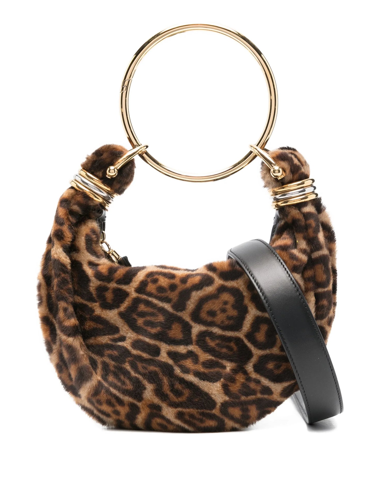 bracelet-handle shearling shoulder bag