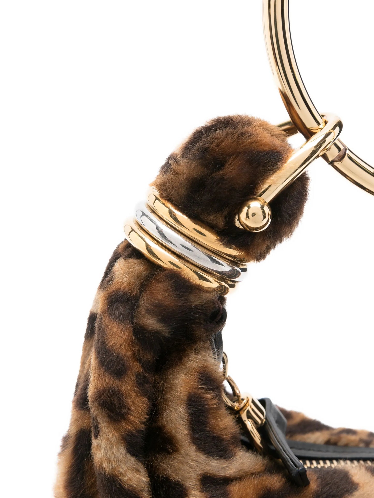bracelet-handle shearling shoulder bag