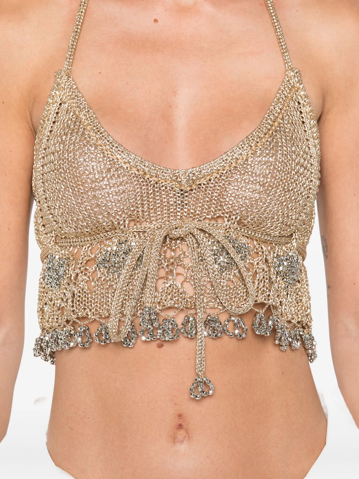 halterneck embellished top