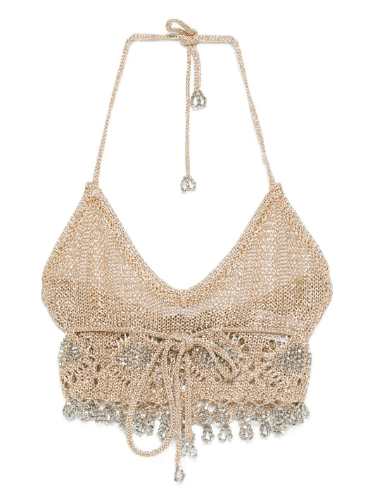 halterneck embellished top