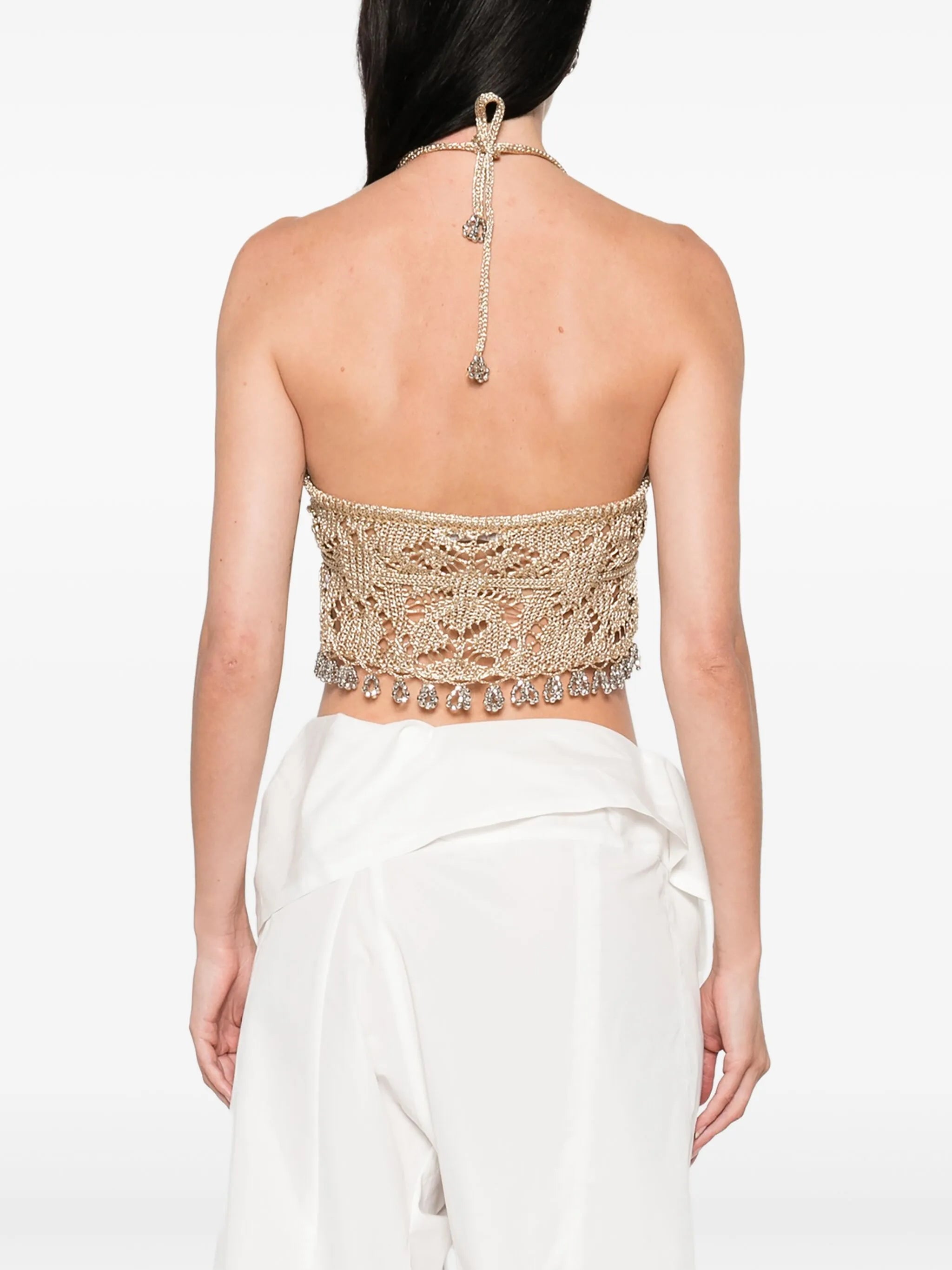 halterneck embellished top