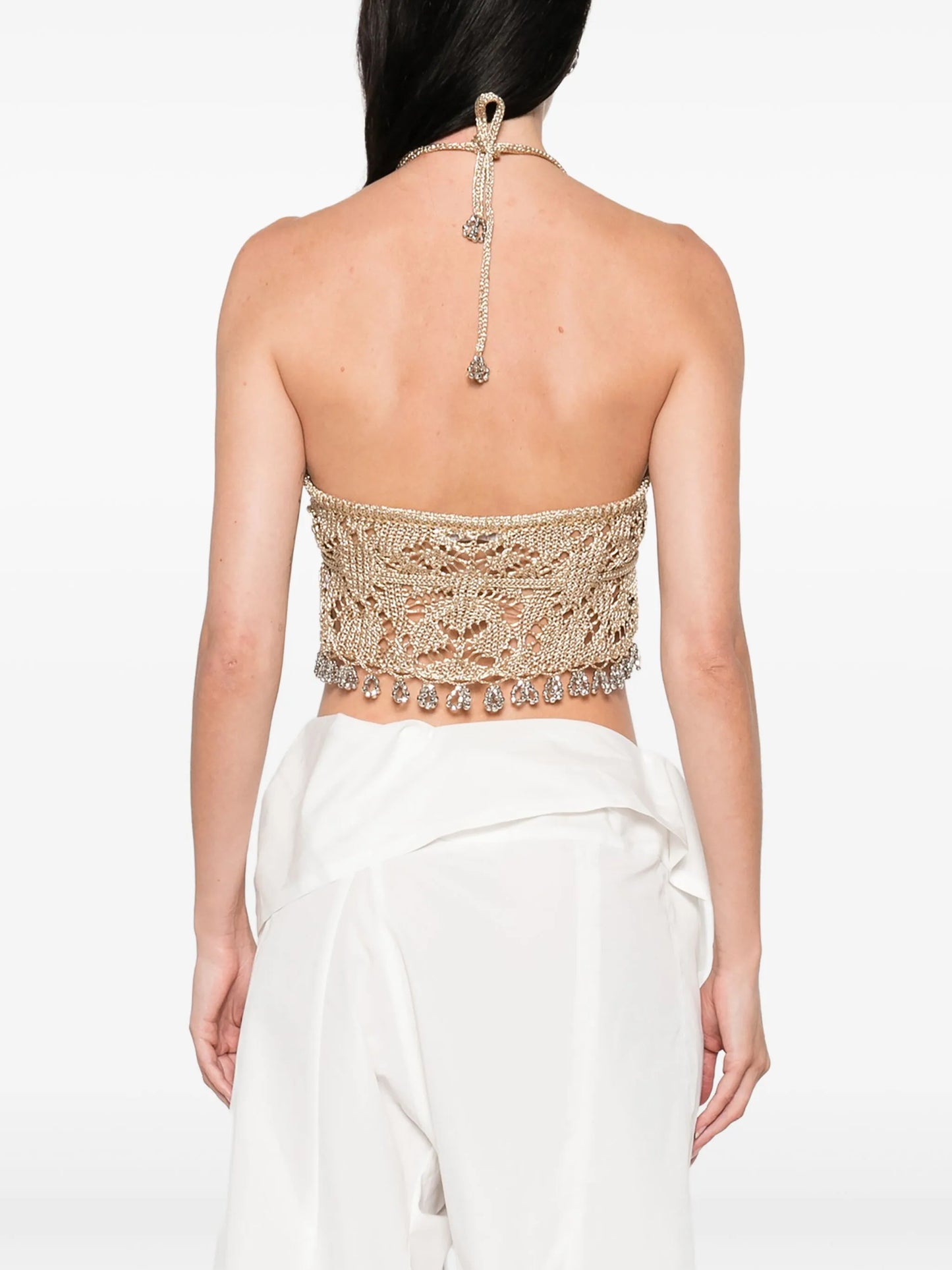 halterneck embellished top