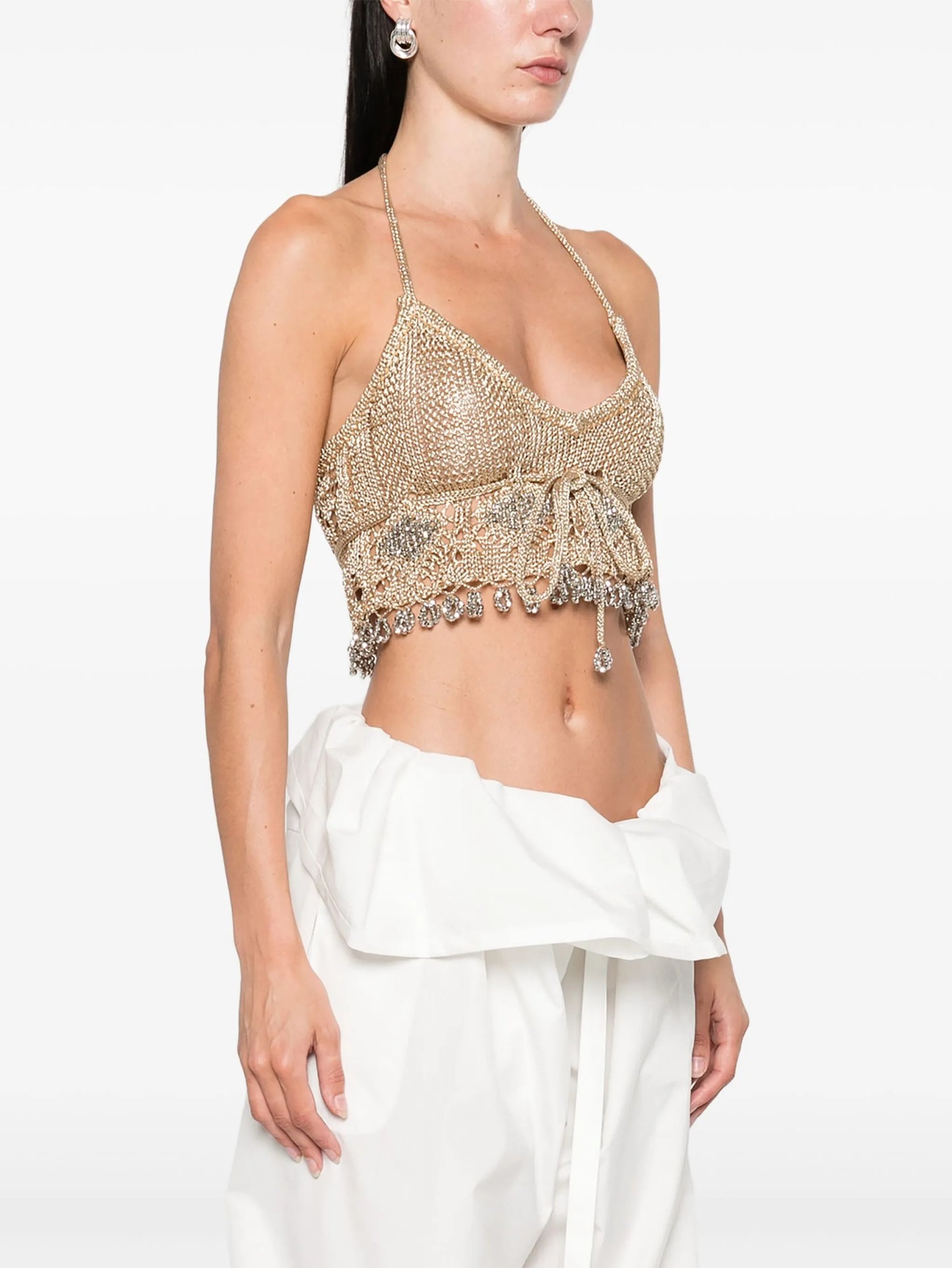 halterneck embellished top