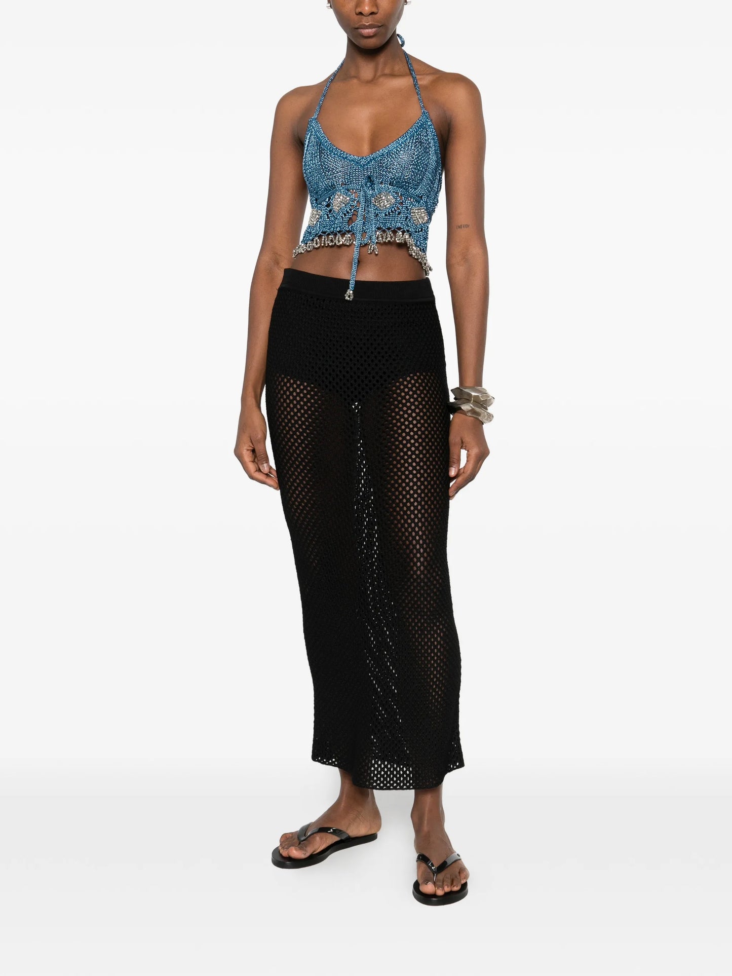 halterneck embellished top