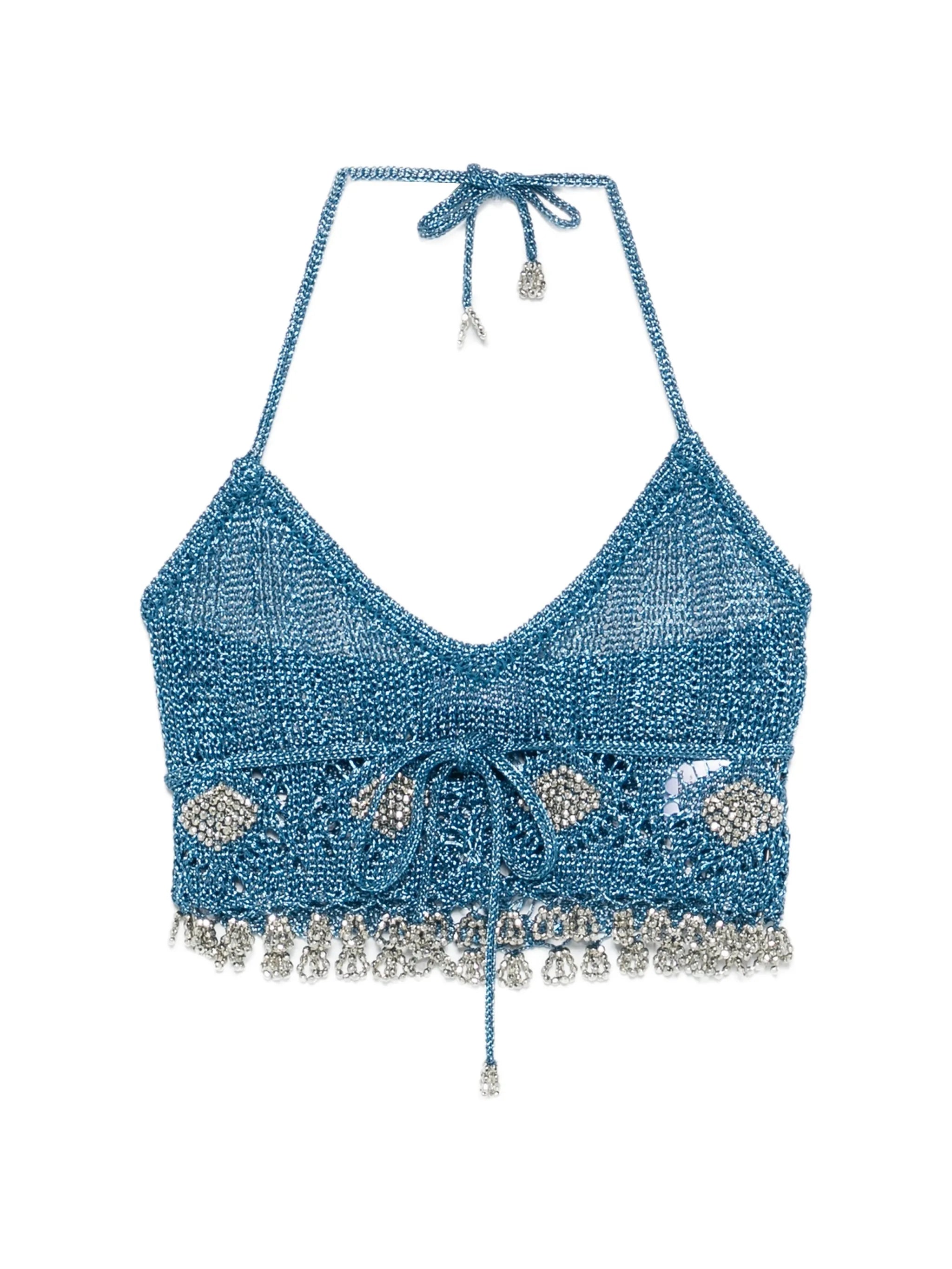 halterneck embellished top