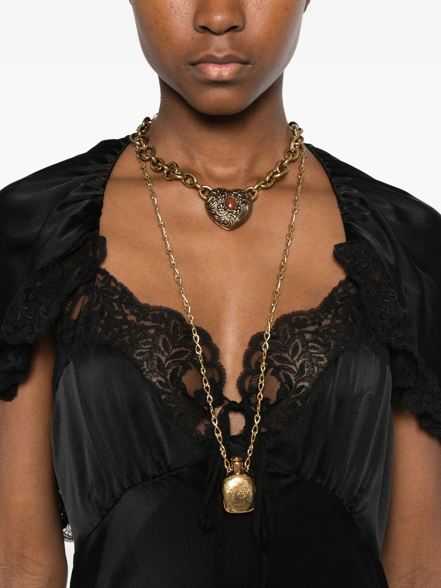 lace-cape maxi dress