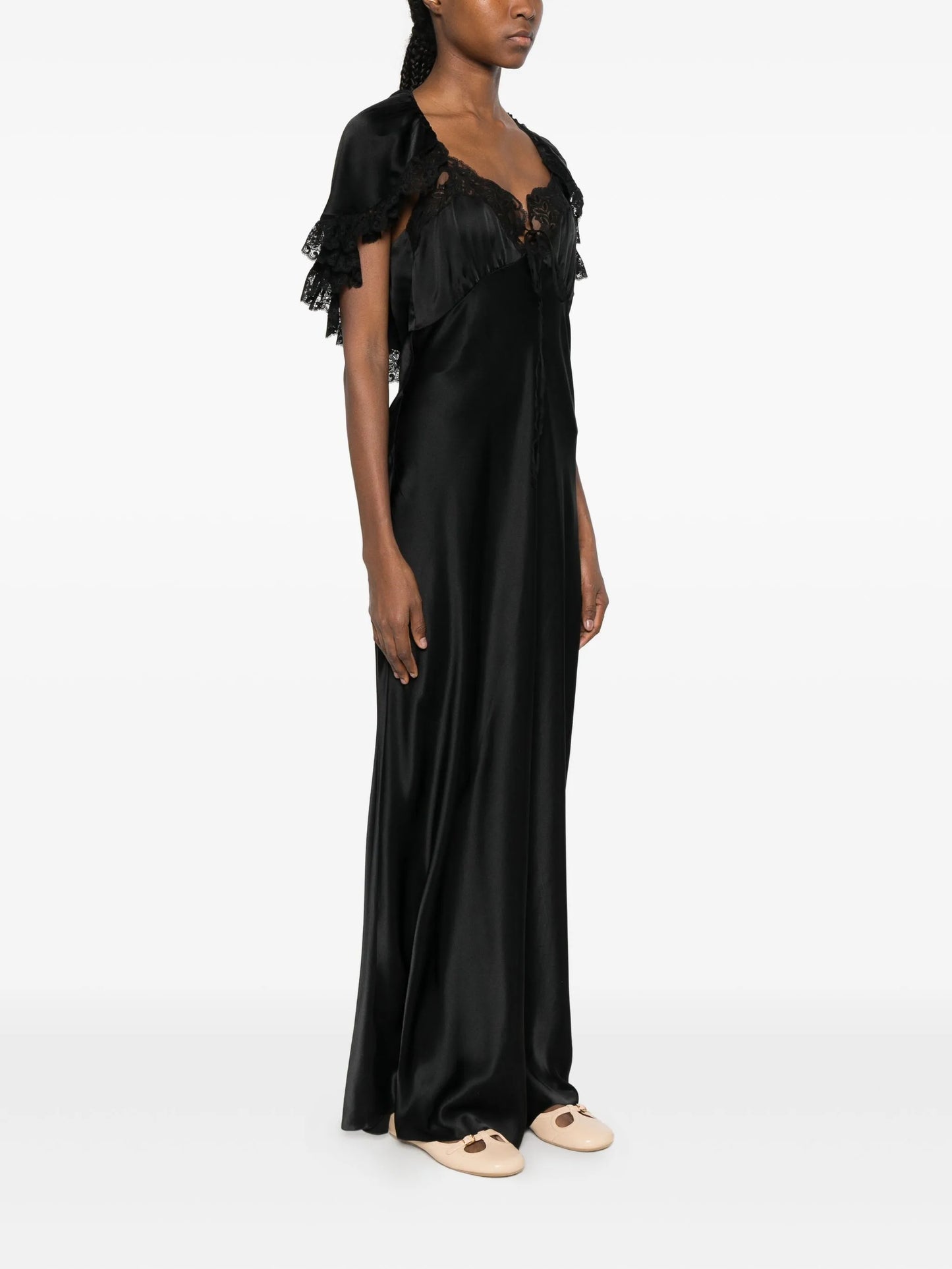 lace-cape maxi dress