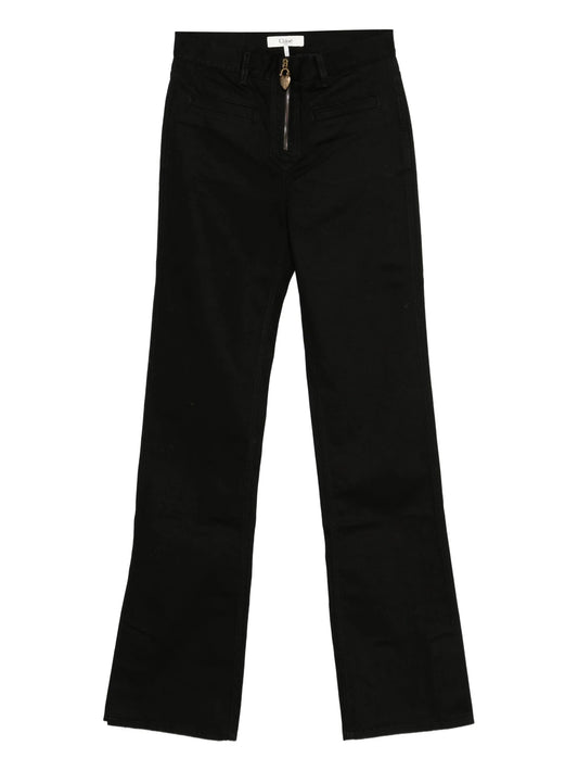 zip-up straight leg trousers