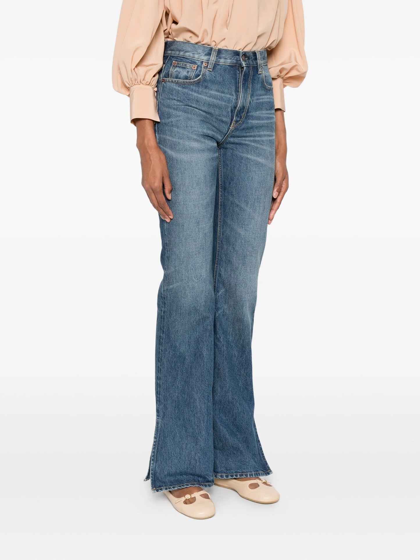 side-slit straight-leg jeans
