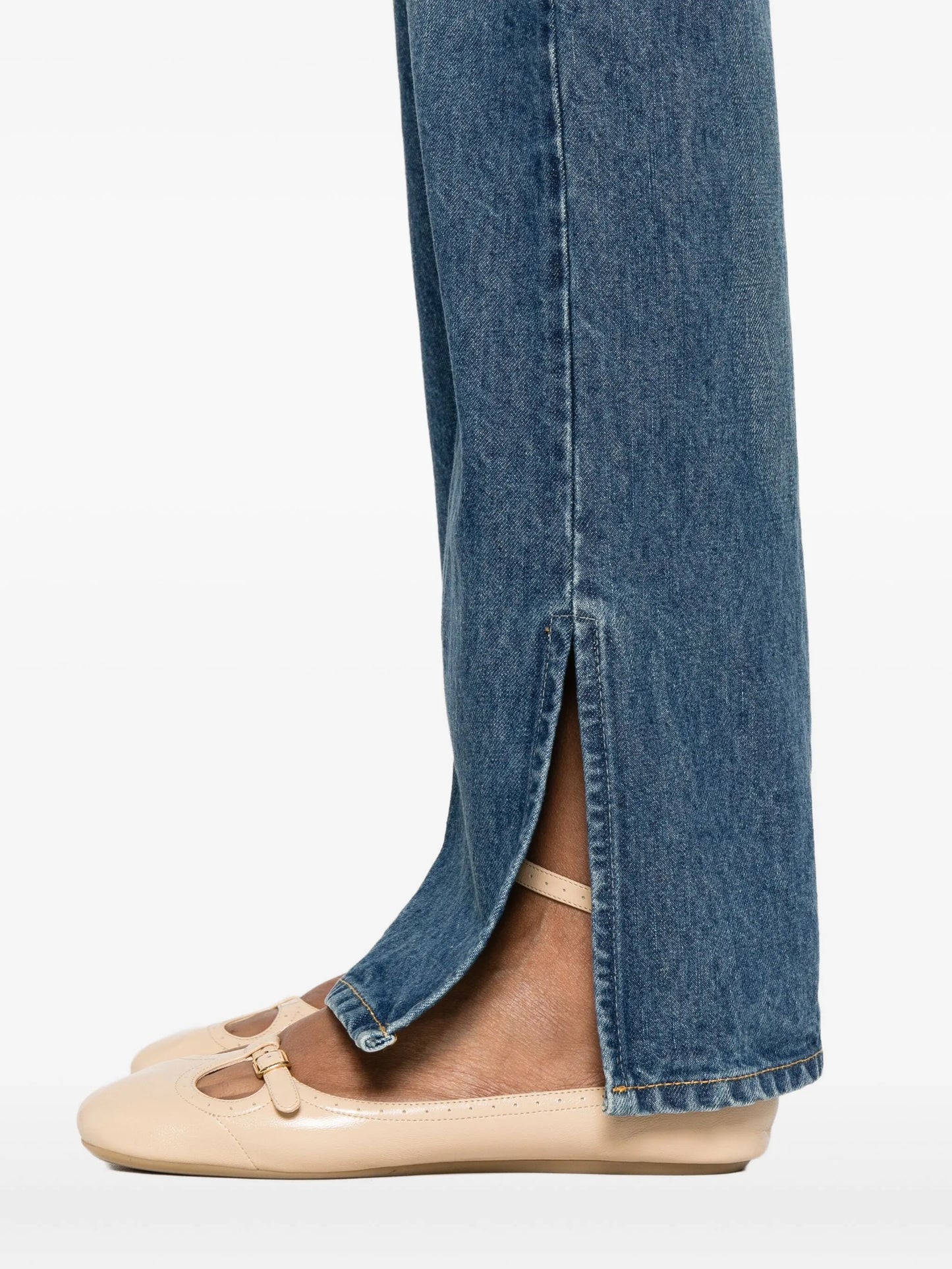 side-slit straight-leg jeans