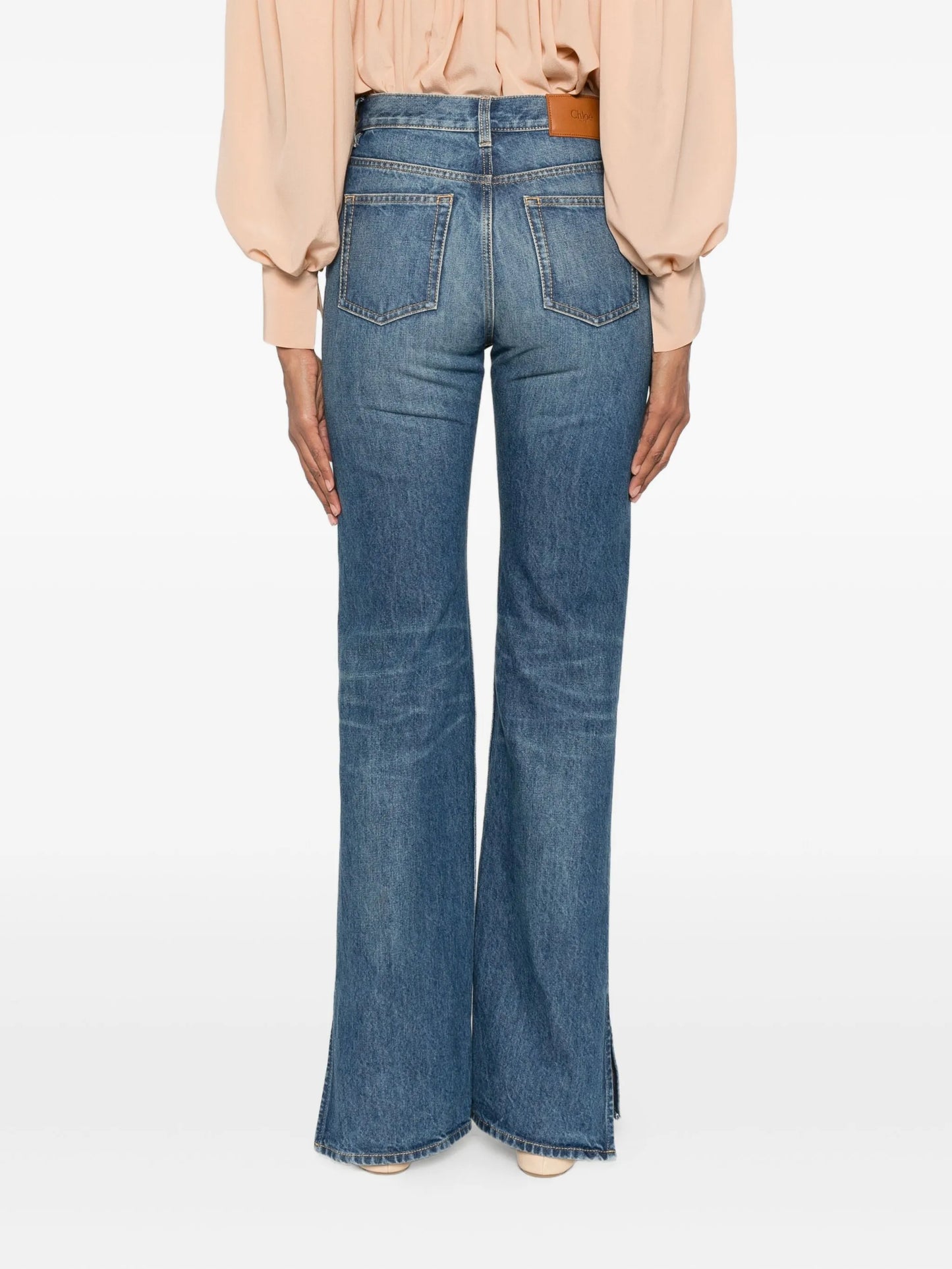 side-slit straight-leg jeans
