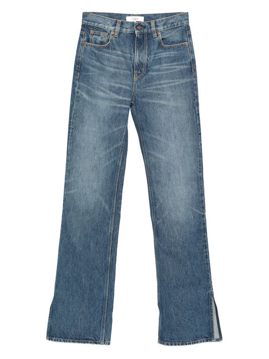 side-slit straight-leg jeans