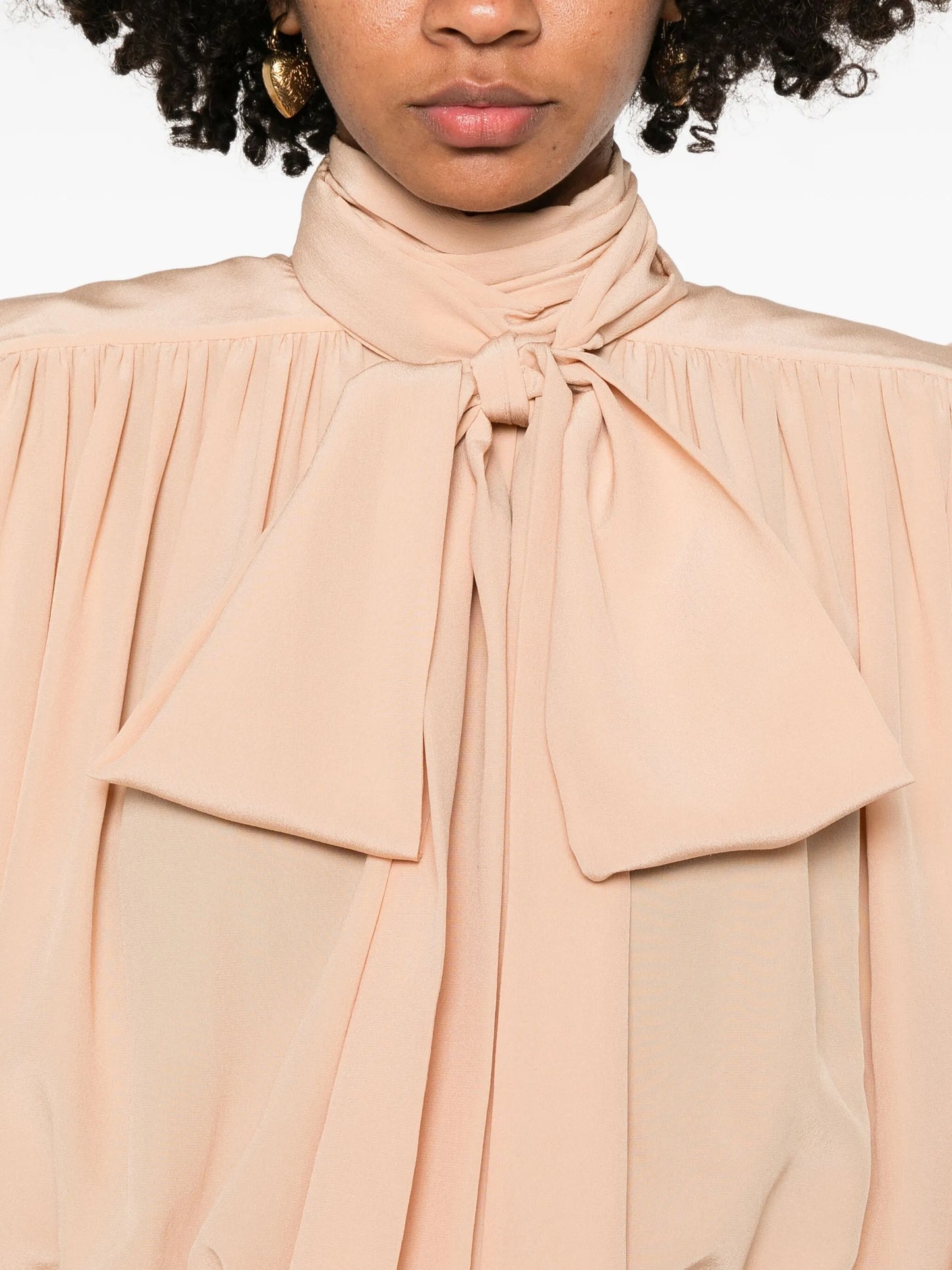 pussy-bow long-sleeve blouse