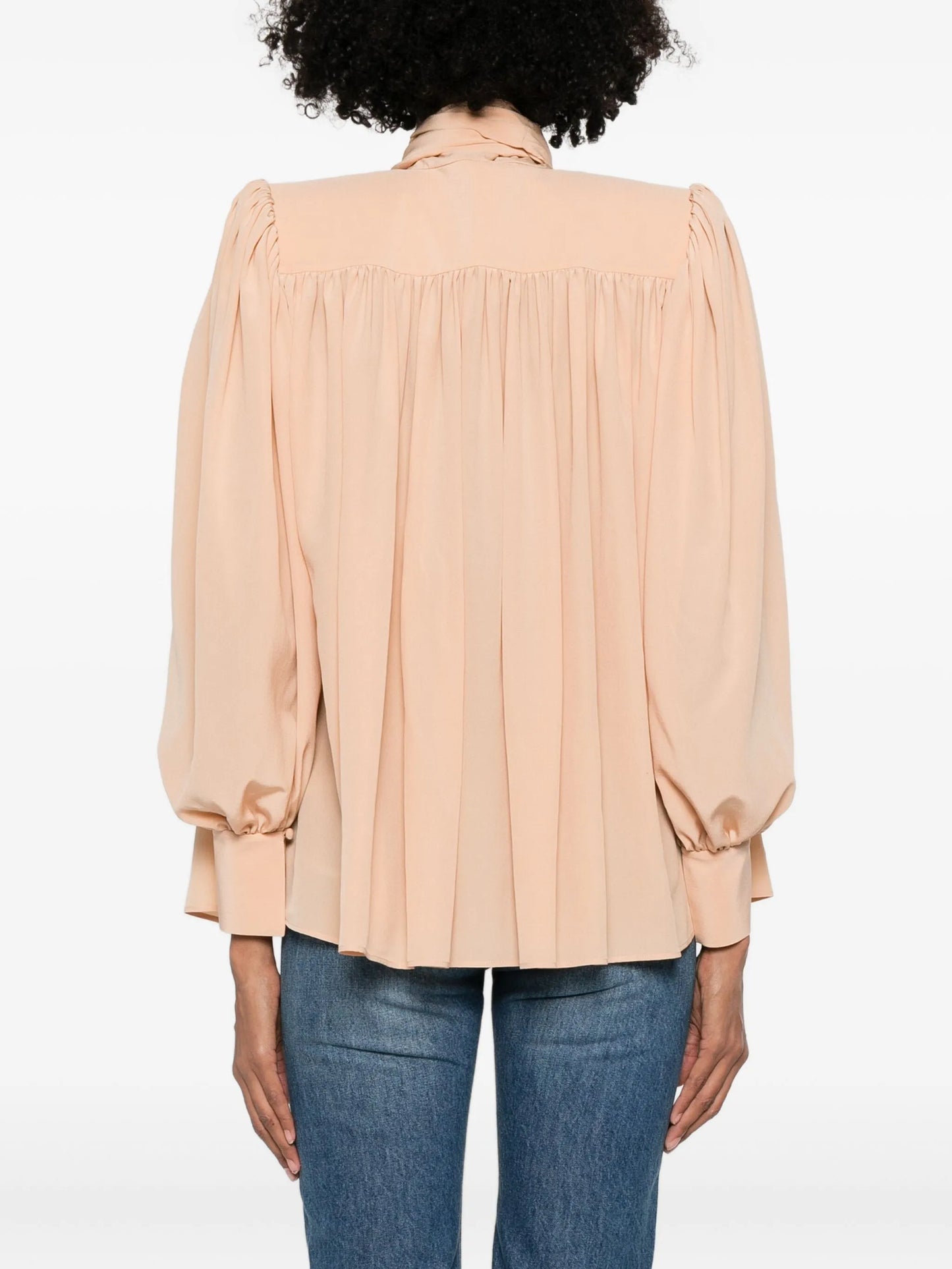 pussy-bow long-sleeve blouse