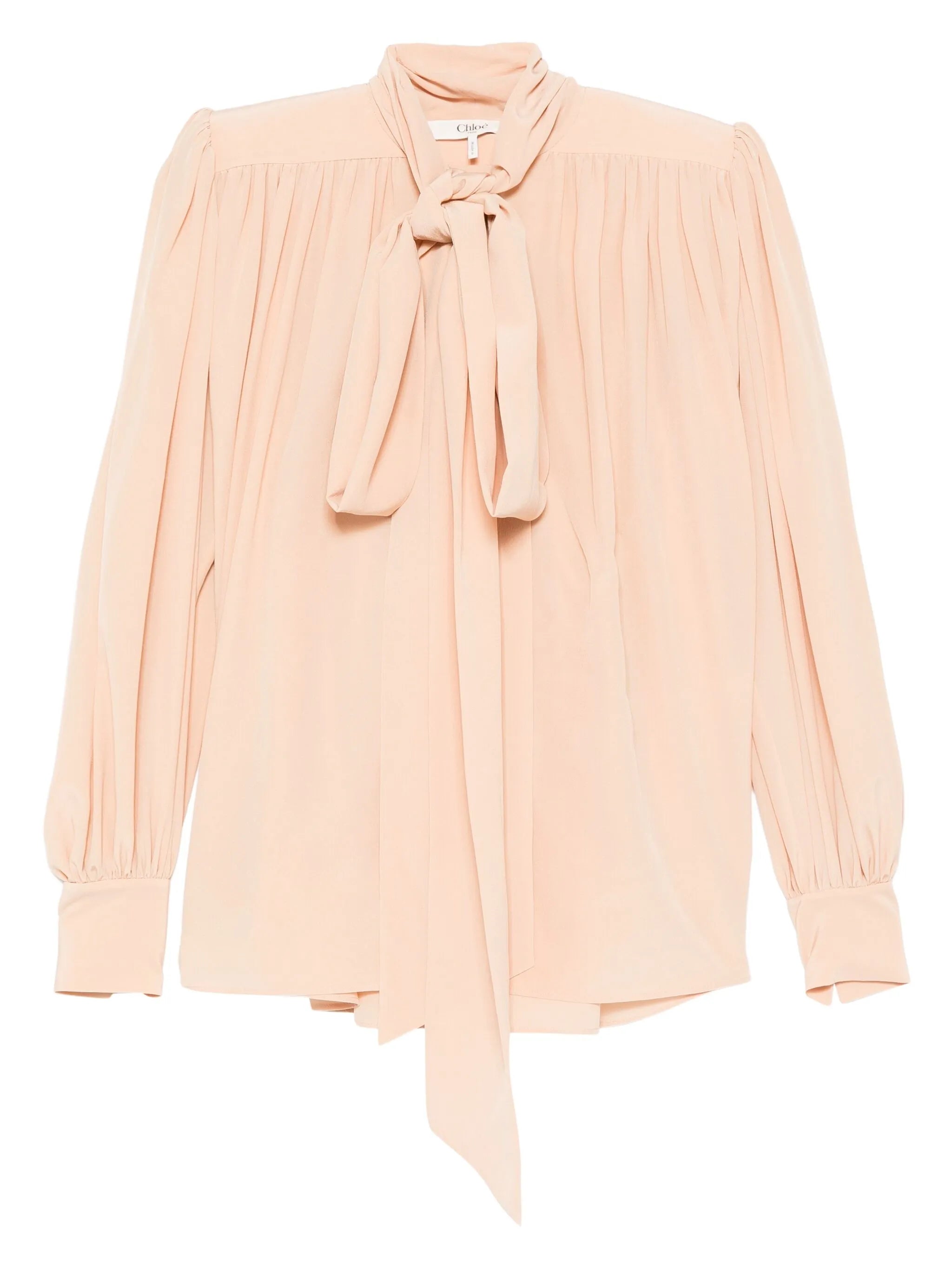 pussy-bow long-sleeve blouse