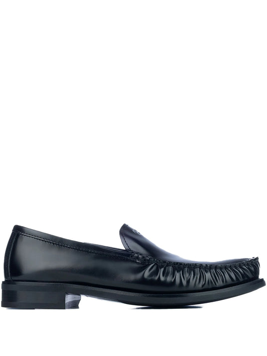 pleated leather loafers