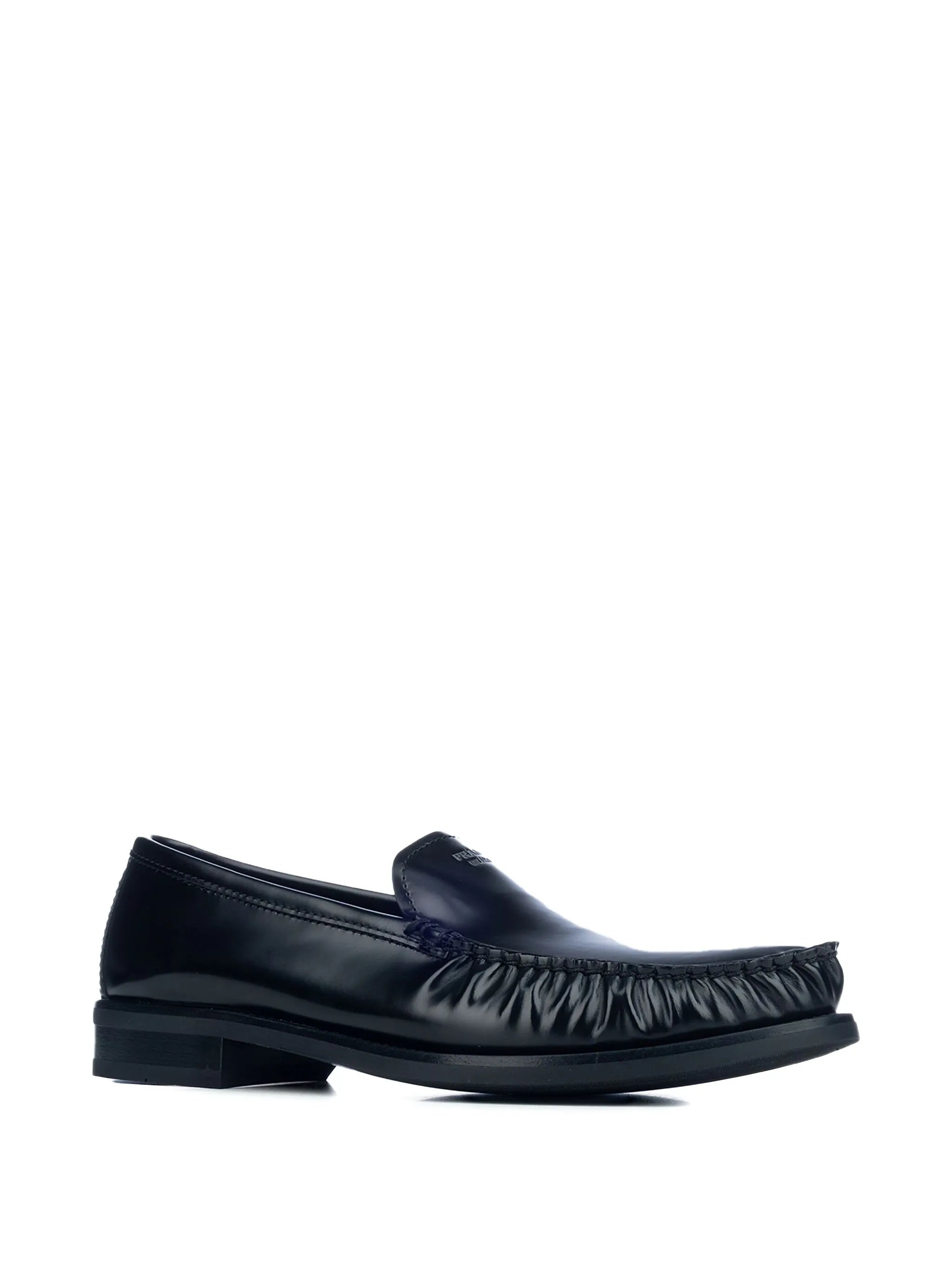pleated leather loafers