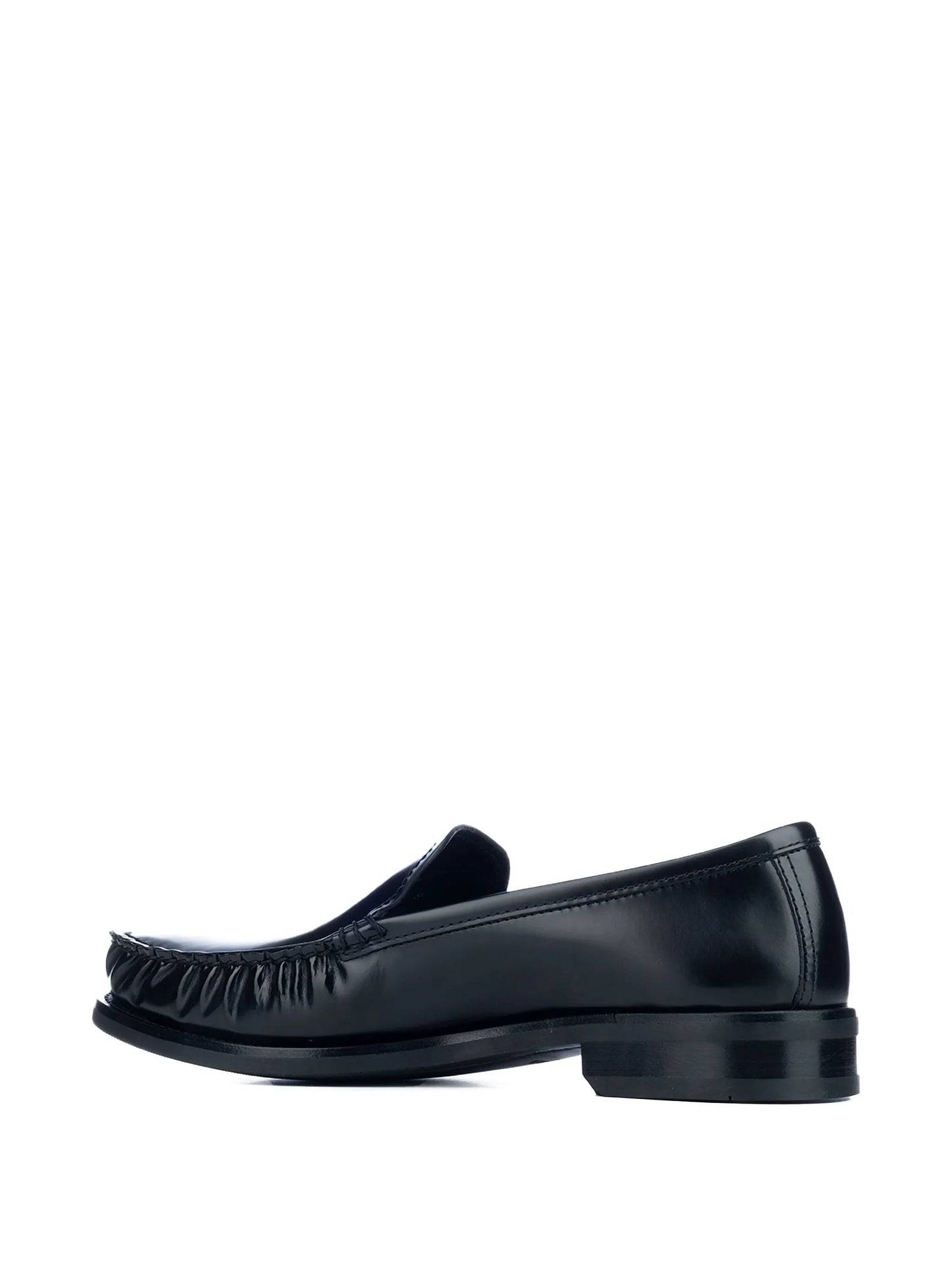 pleated leather loafers