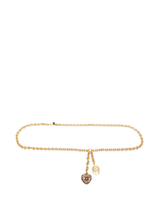 gold heart-charm chain belt