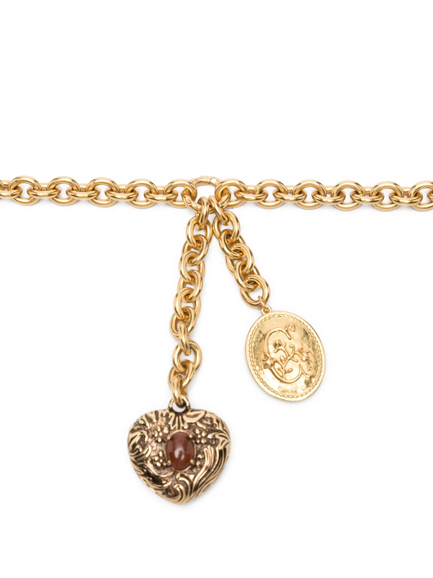 gold heart-charm chain belt
