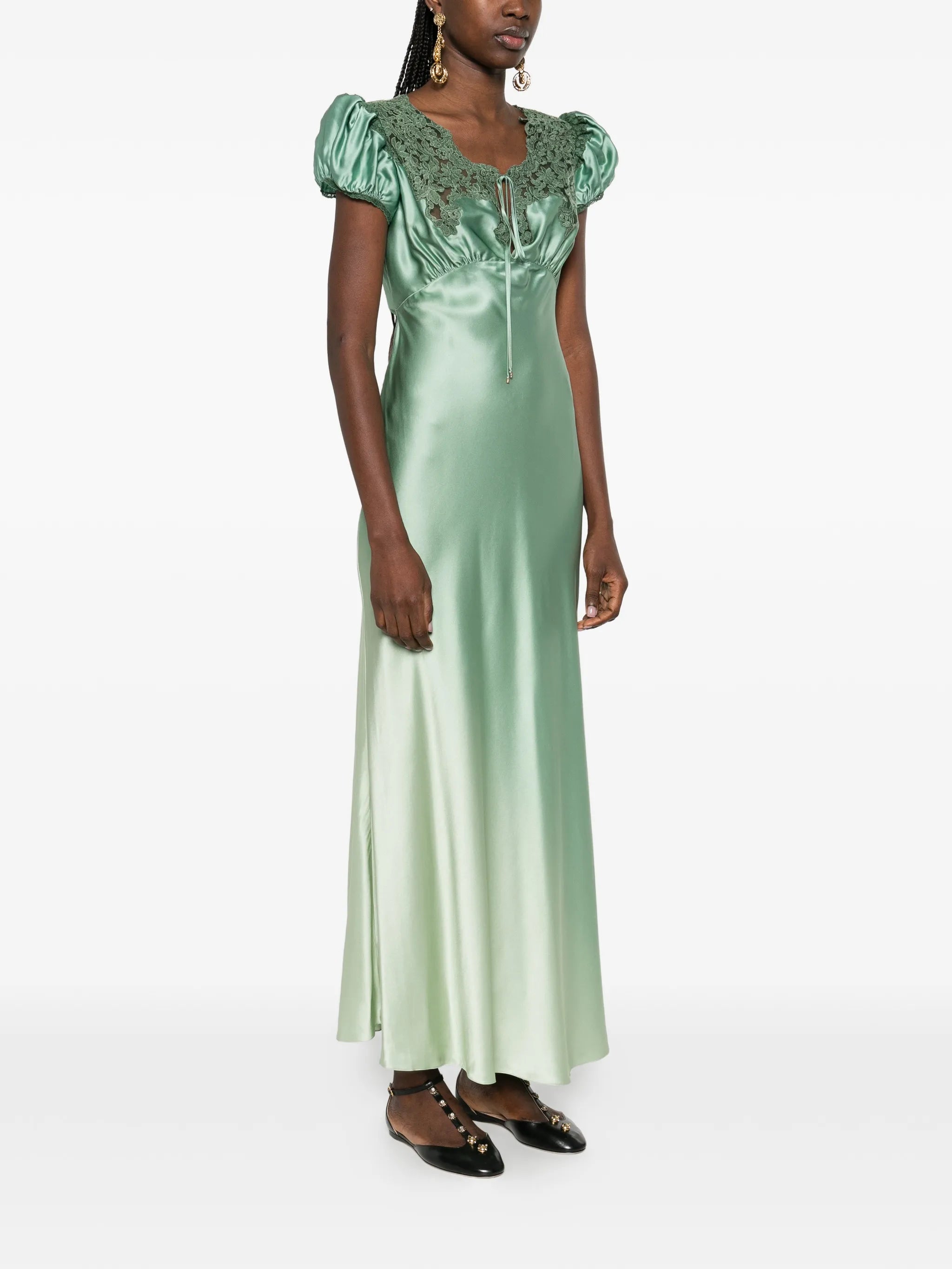 lace-insert maxi dress