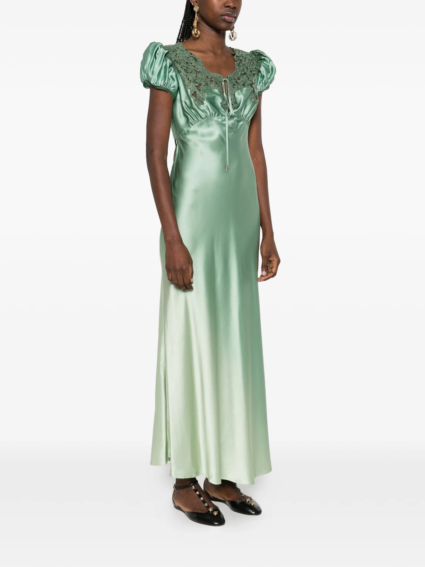 lace-insert maxi dress