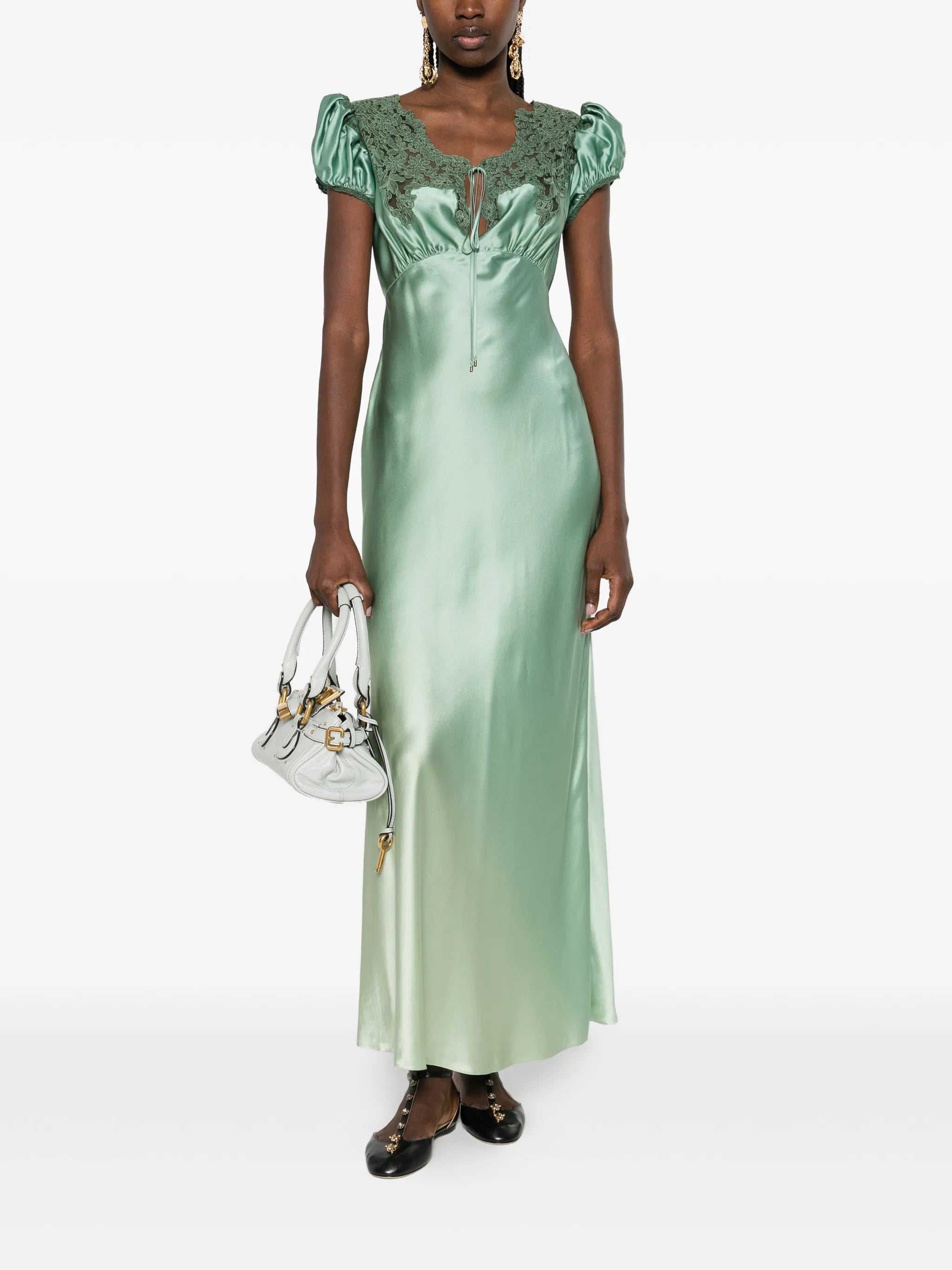 lace-insert maxi dress