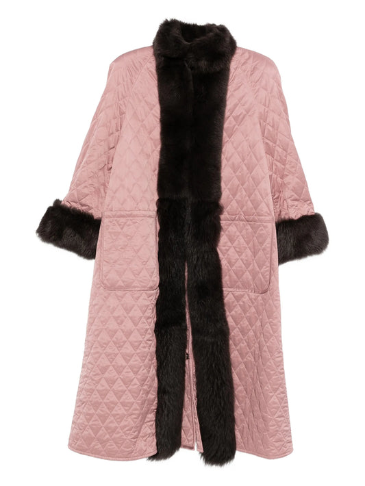 shearling-trim quilted coat