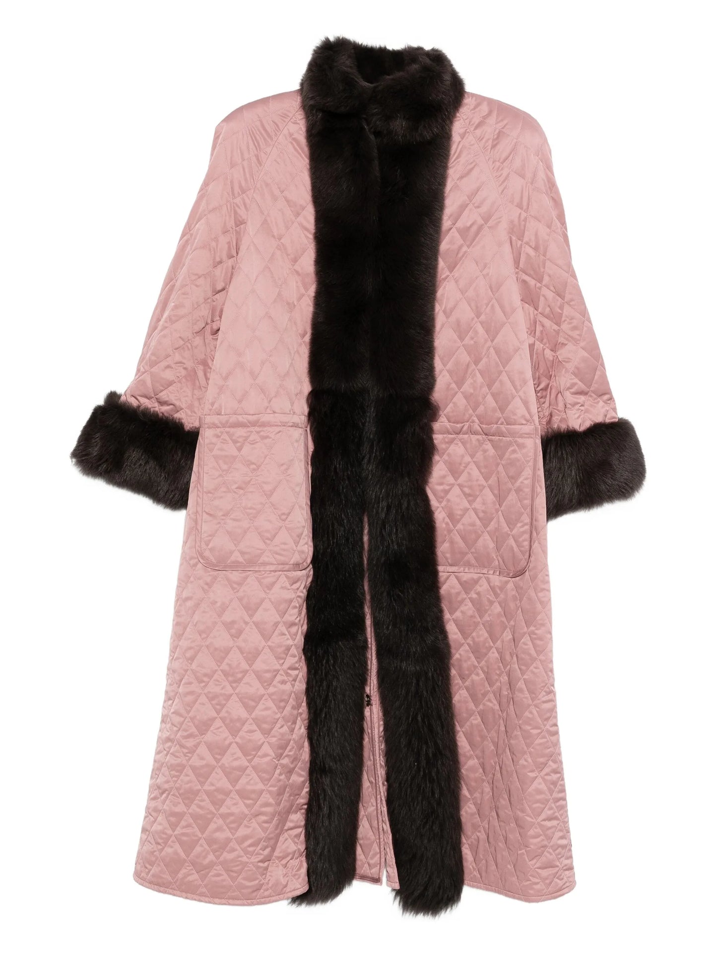 shearling-trim quilted coat