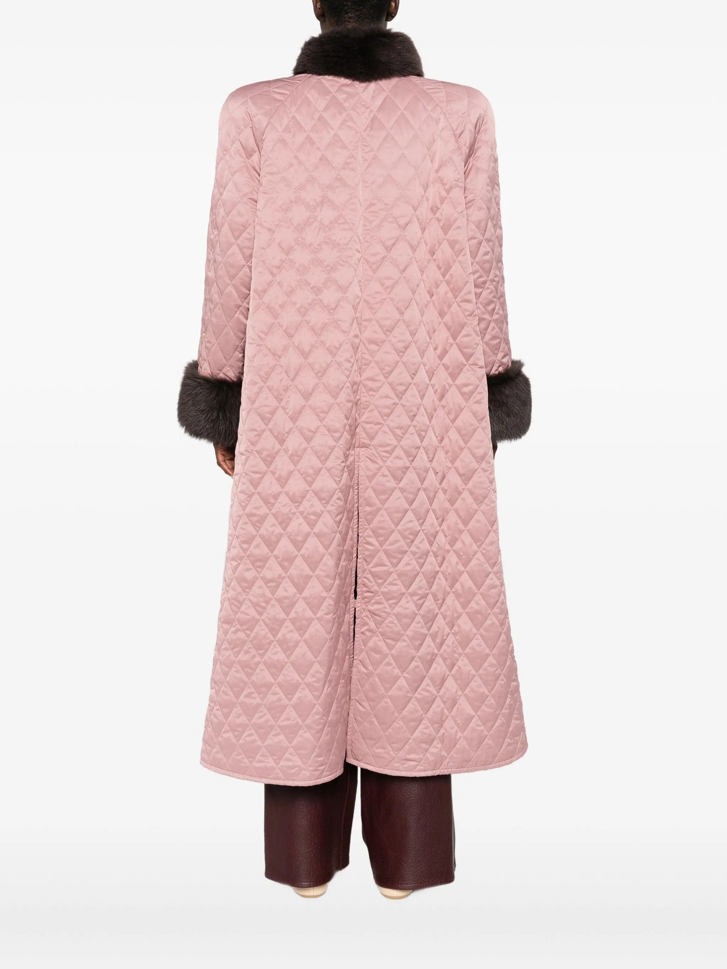 shearling-trim quilted coat
