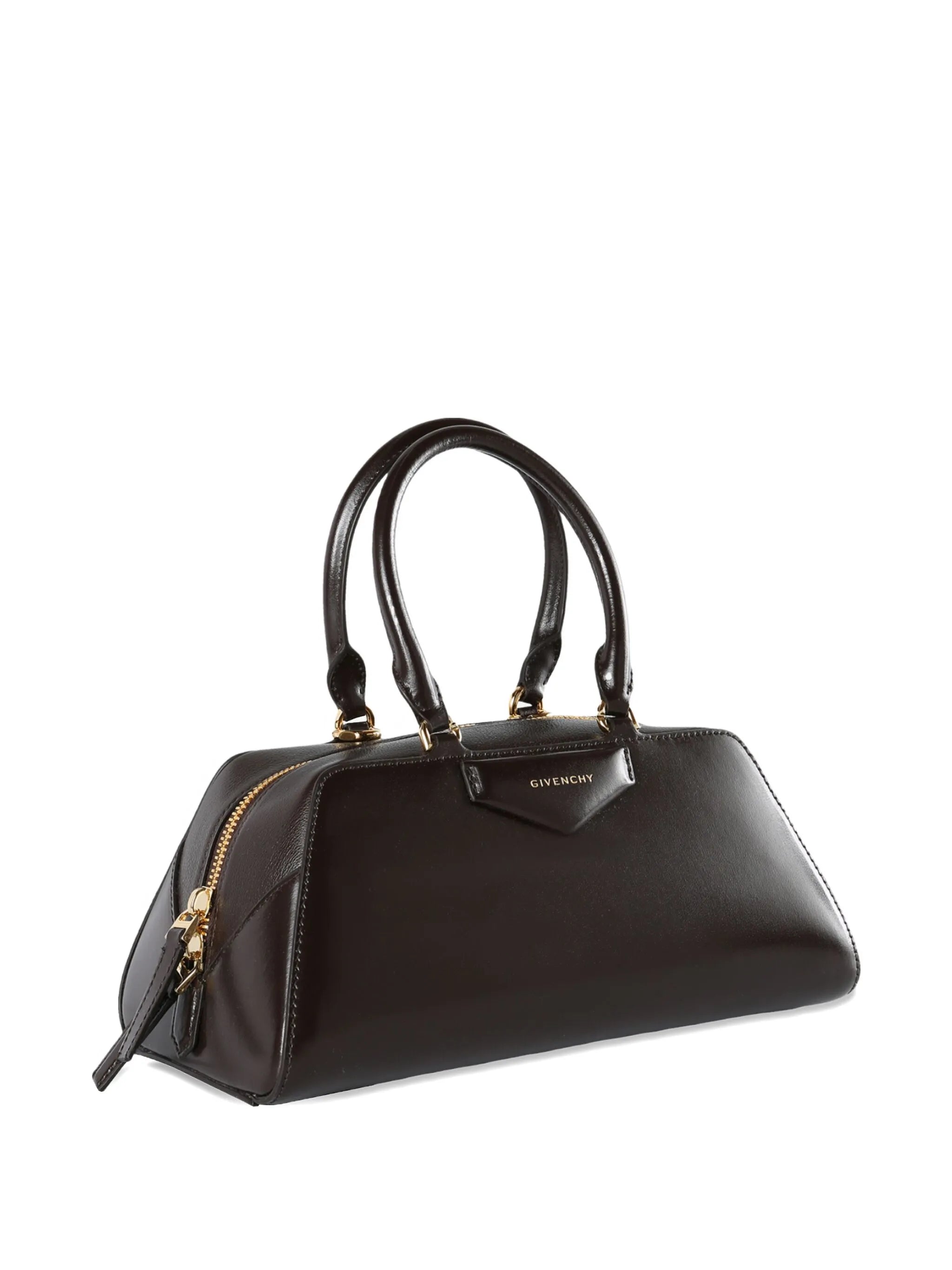small Antigona East-West bag in box leather